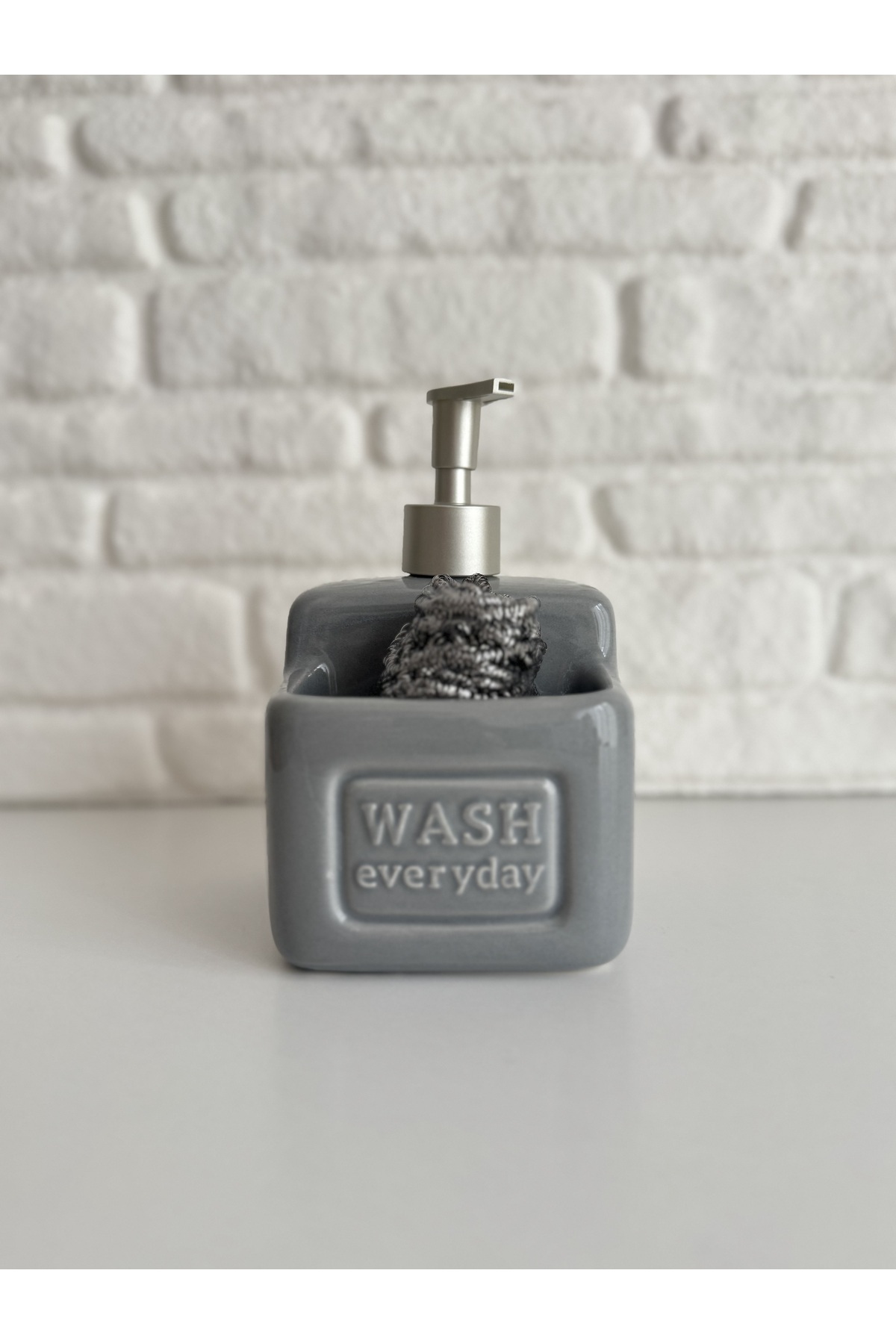 WASH Kare Seramik Şık Banyo/Mutfak Sabunluk/Deterjanlık Düzenleyici