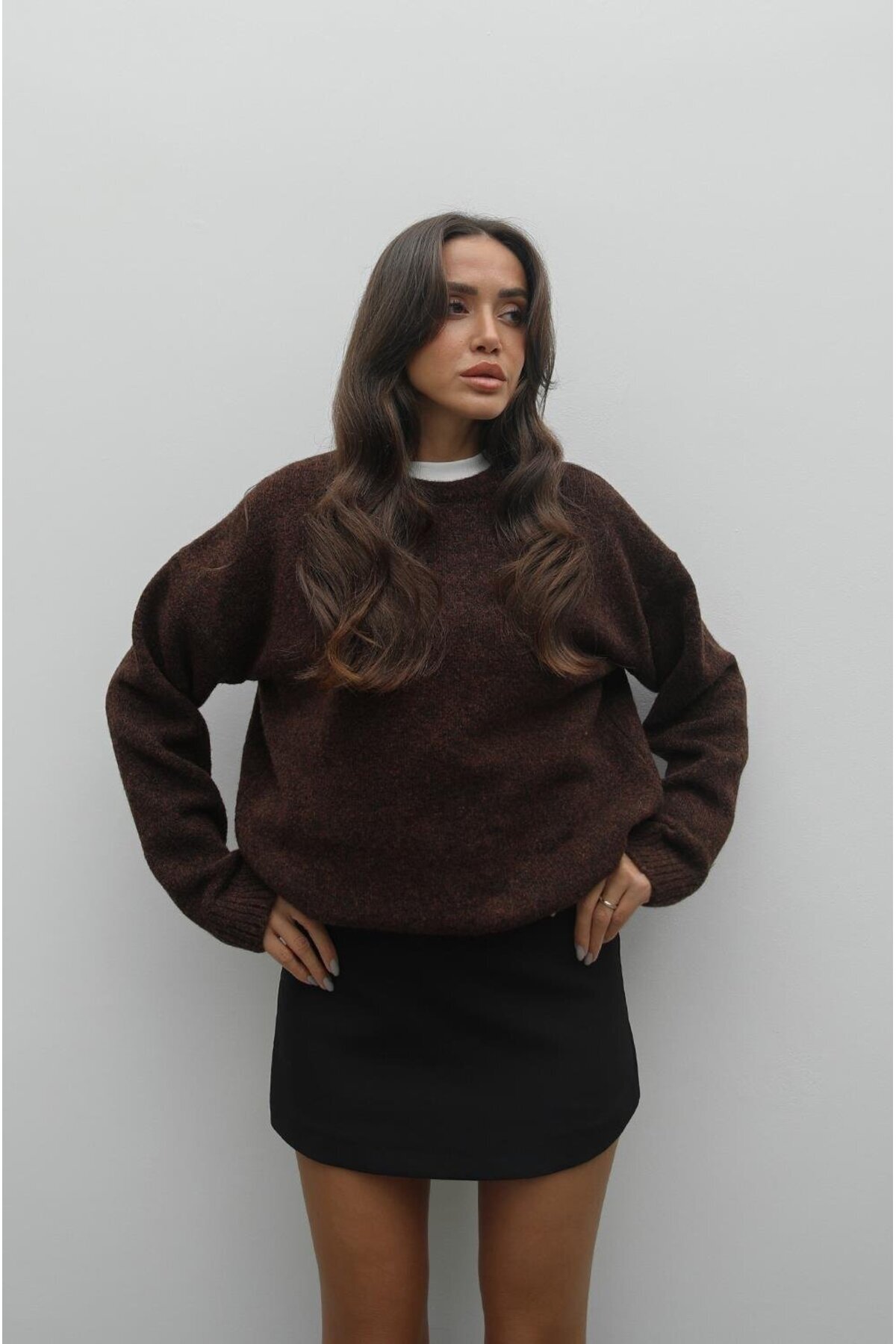 Havoş Hnědý svetr ze směsi vlny