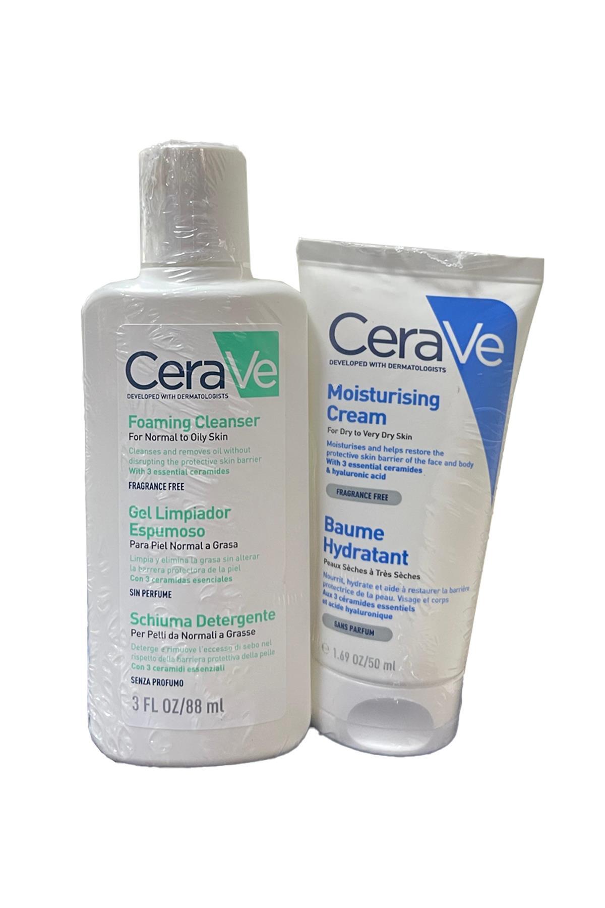 ASFSTORE Cerave Set - Köpüren Cleanser 88 ml + Moisturising Cream Kuru ...