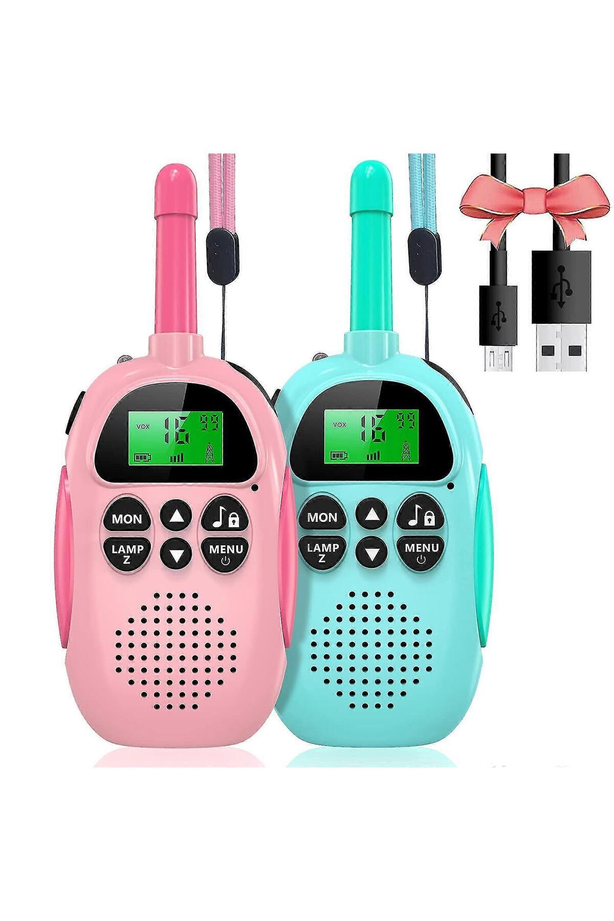 RAYTENG Pembe -Mavi 3 Km Menzilli Işıklı Telsiz Wireless Walkie Talkie Bebek Telsizi - Çocuk Telsizi