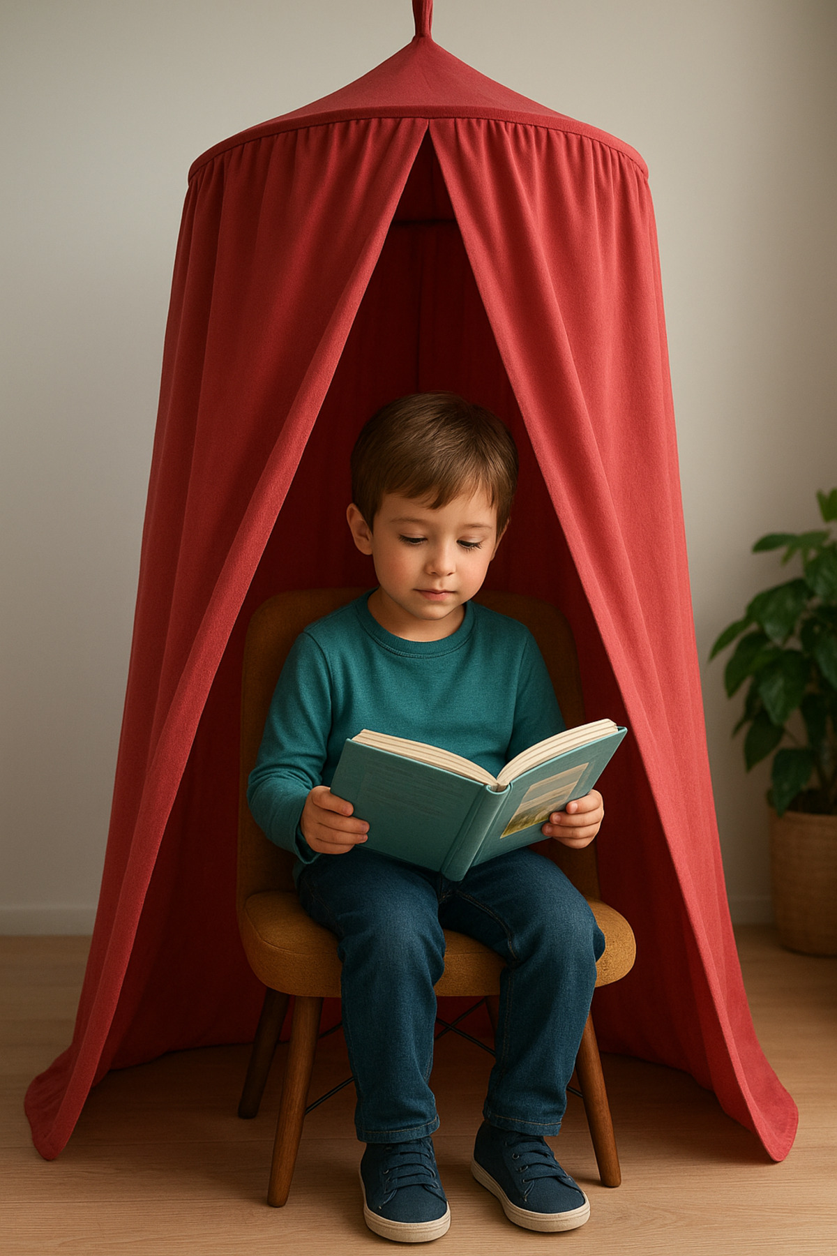 MomStyle Anaokulu Çocuk Kitap Okuma Köşesi Çadırı Perdesi & Anaokulu Sınıf Süsü fotoğrafı 2 (önizleme)