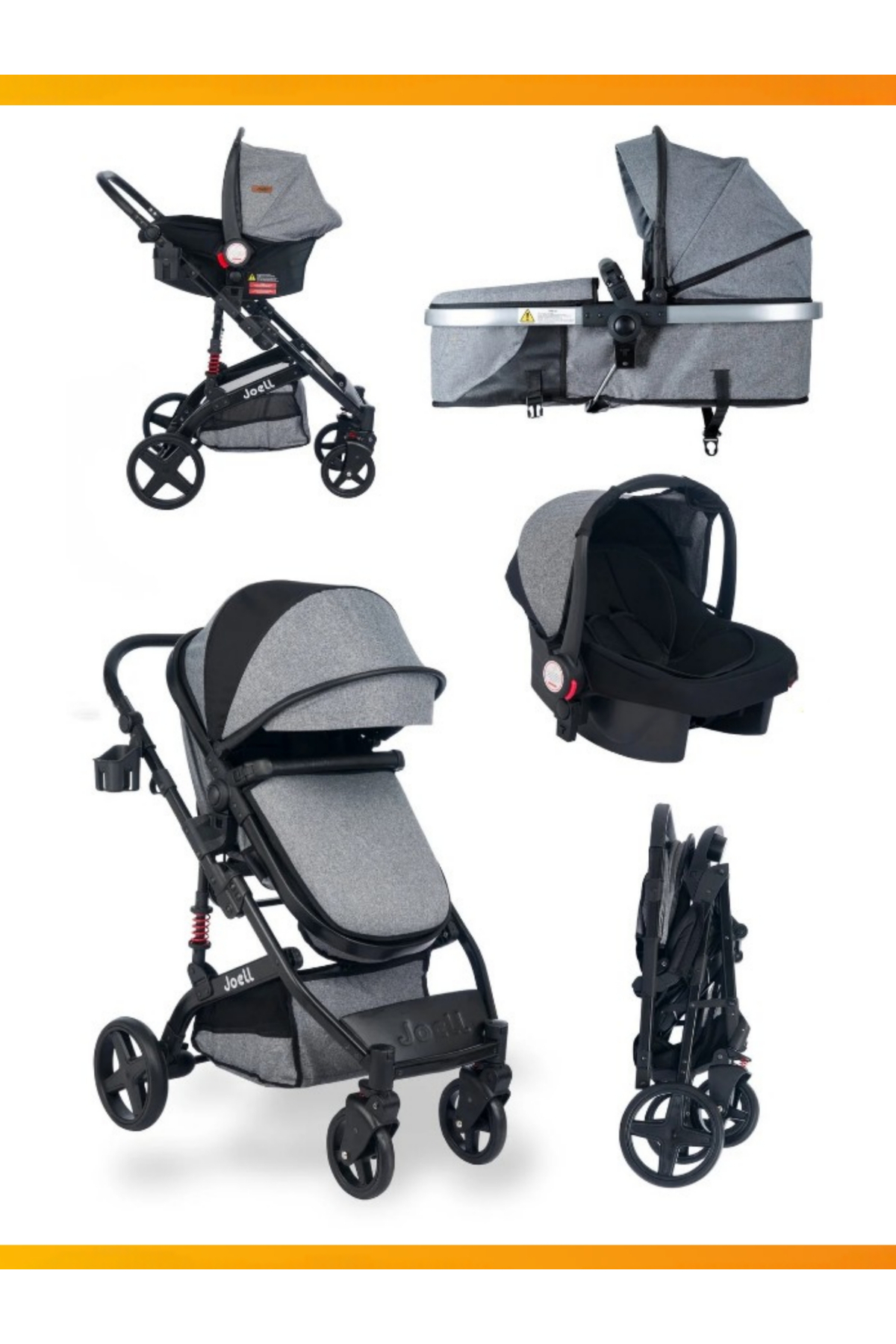 modabebekler Lüks 4’ü 1 Arada Travel Sistem Bebek Arabası Seti – Portbebe, Ana Kucağı, Çanta, Aksesuar fotoğrafı 6 (önizleme)