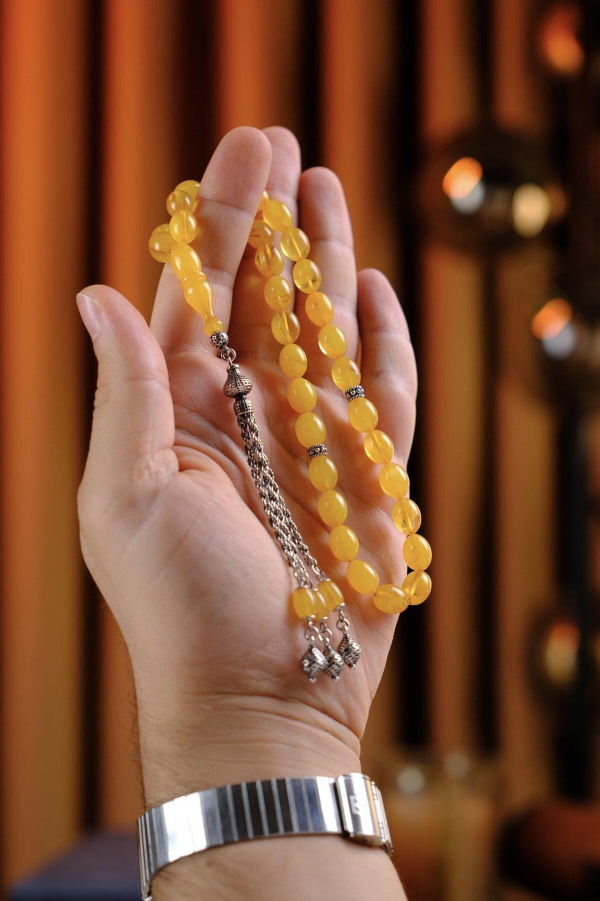 Elegant Design Silver Tassel Firestorm Amber Rosary