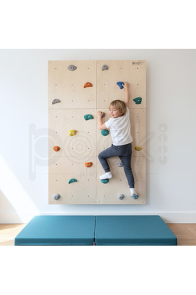 Pooki playroom Ahşap Tırmanma Duvarı, 6 ahşap blok ve 18 adet tırmanma taşı, ...
