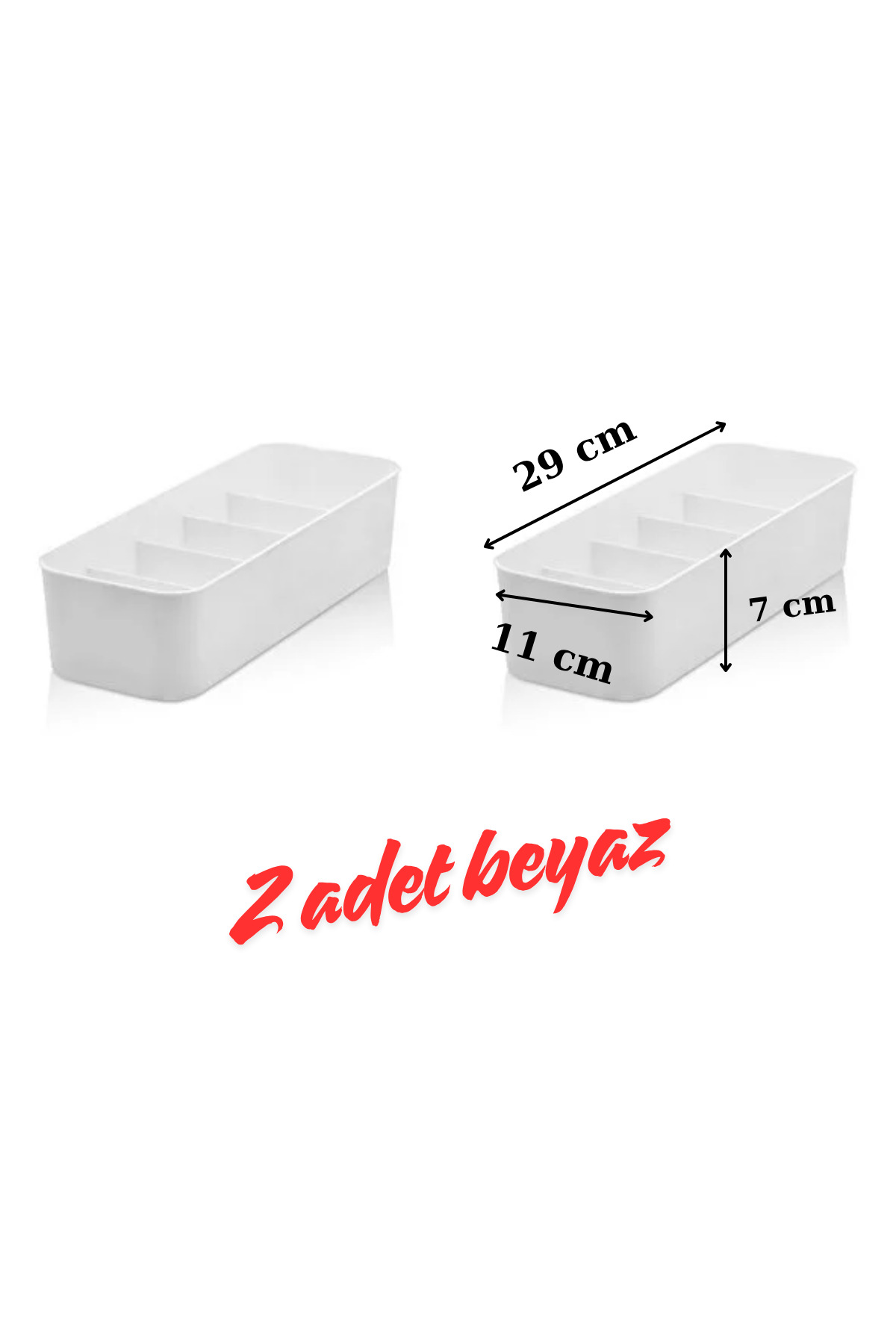 Mikasso 5 Bölmeli 2 Adet Dolap İçi Düzenleyici Takı, Toka, Çorap, İç Çamaşırı Organizeri - Beyaz Plastik Bey fotoğrafı 3 (önizleme)