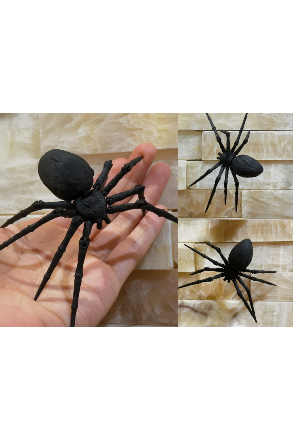 DouHome DEV BOY EKLEMLİ TARANTULA ÖRÜMCEK ŞAKA OYUNCAĞI DEKORASYON SETİ 1 ADET SİYAH