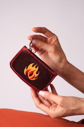 JUNIQ EDITION Hakiki Deri Bordo Mini Cüzdan – “Coins Chaos Only” Edition | El...