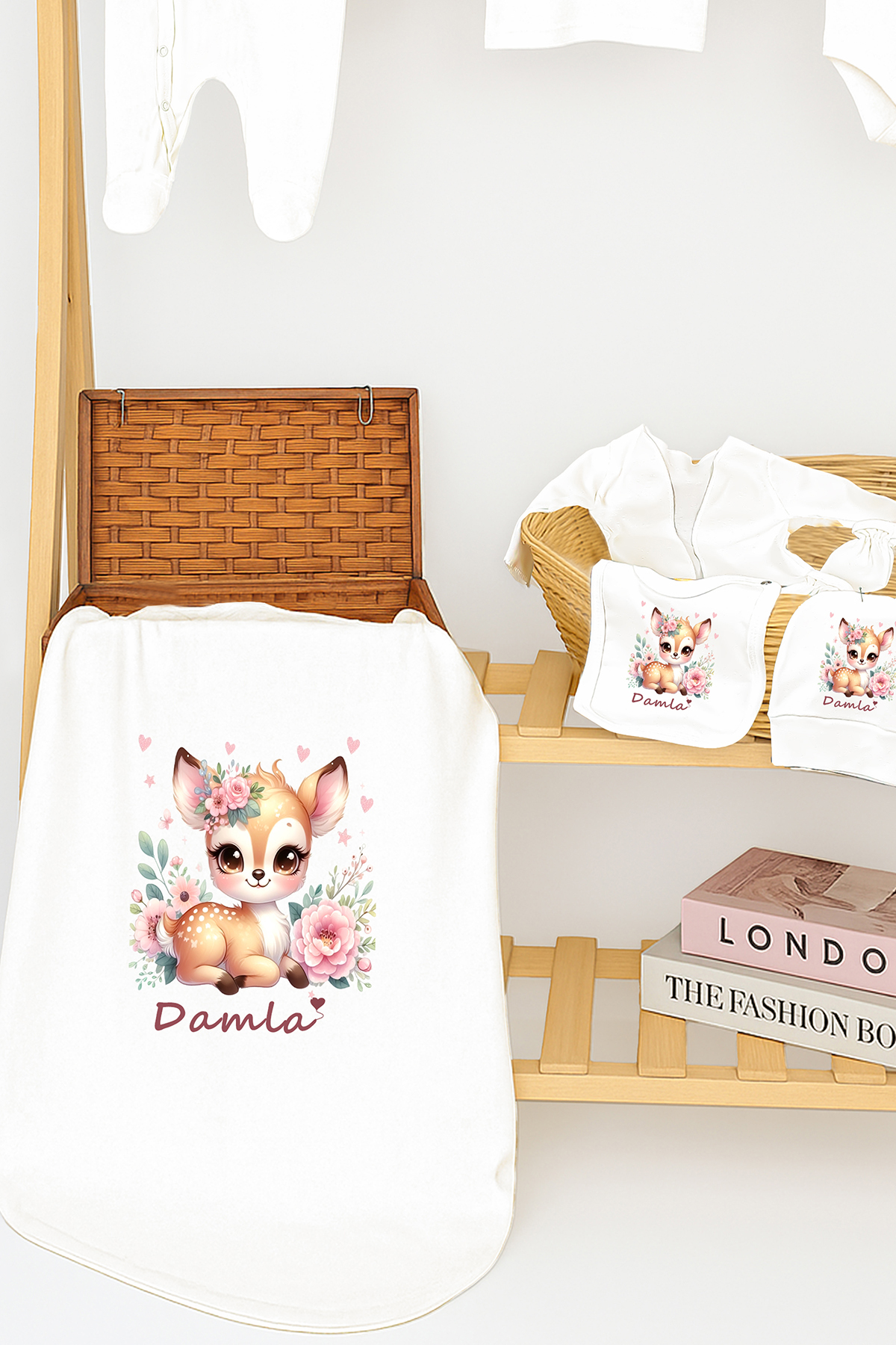 Sitilin Kız Bebek %100 Pamuk Baskılı İsimli Organik Yenidoğan Hastane Çıkışı İsme Özel Fırça Hediyelik Set fotoğrafı 7 (önizleme)