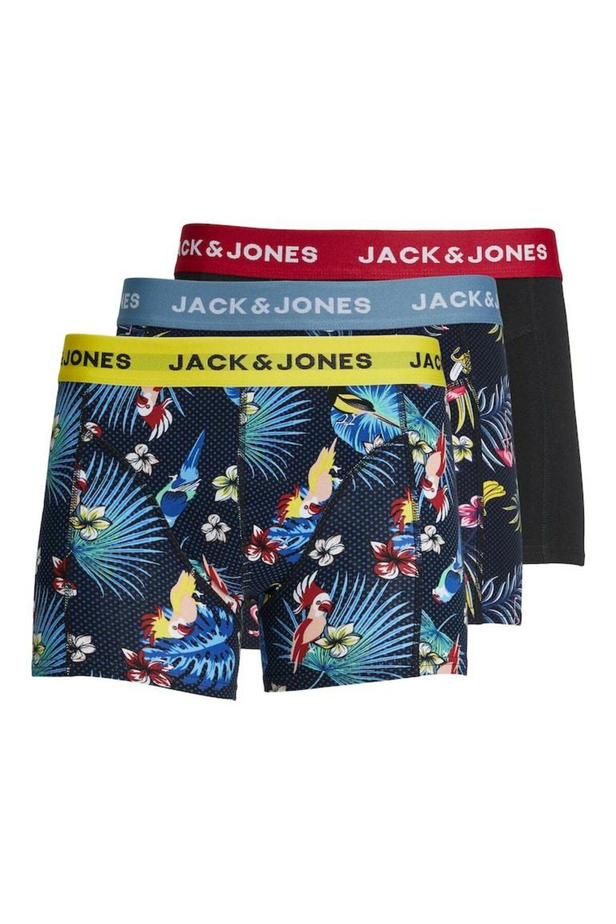 شورت بوکس مردانه جک جونز مدل Crazy Solid بسته 3 عددی کد 12194104 جک اند جونز باکسر Jack & Jones