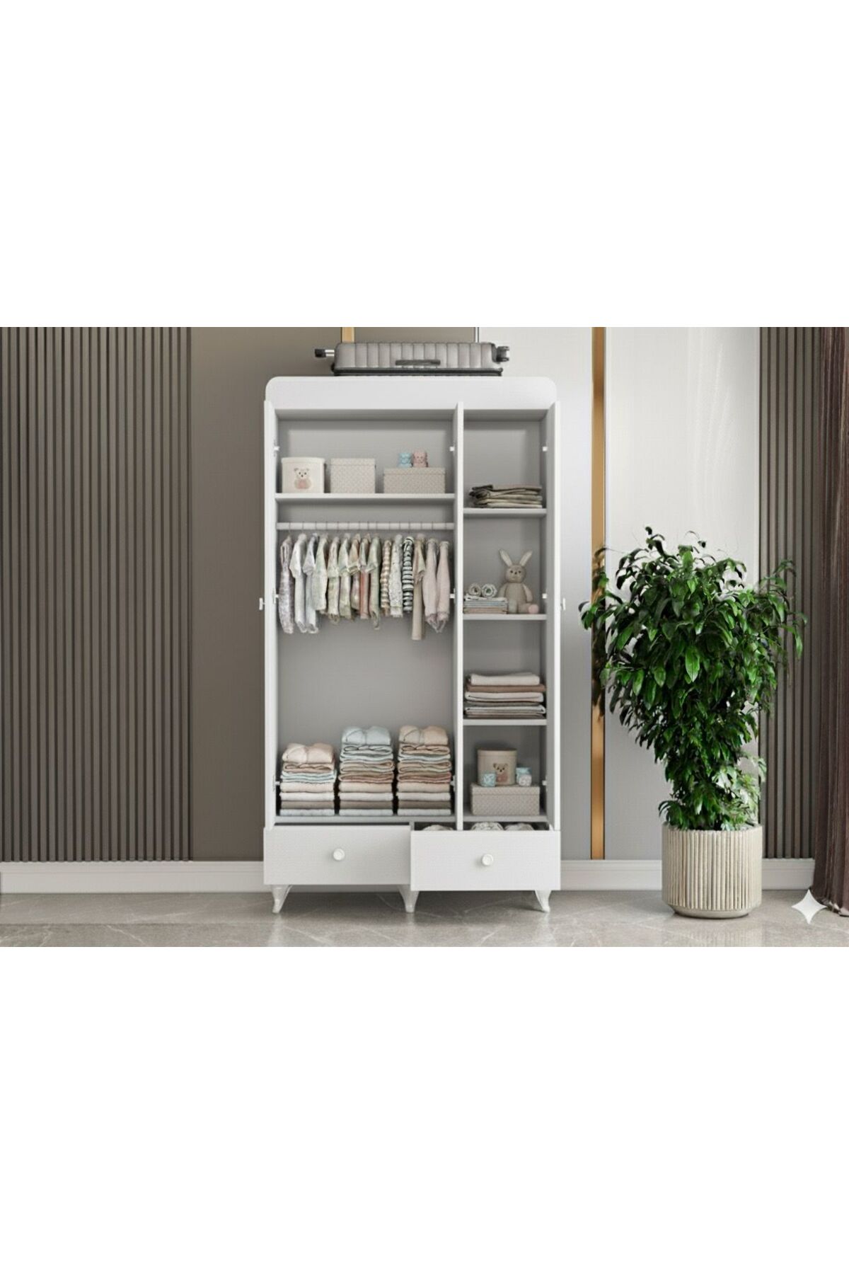 BANANA BABY MİNİBOO BEBEK ODASI ÜÇ KAPAKLI DOLAP VE BÜYÜYEN BEŞİK fotoğrafı 4 (önizleme)