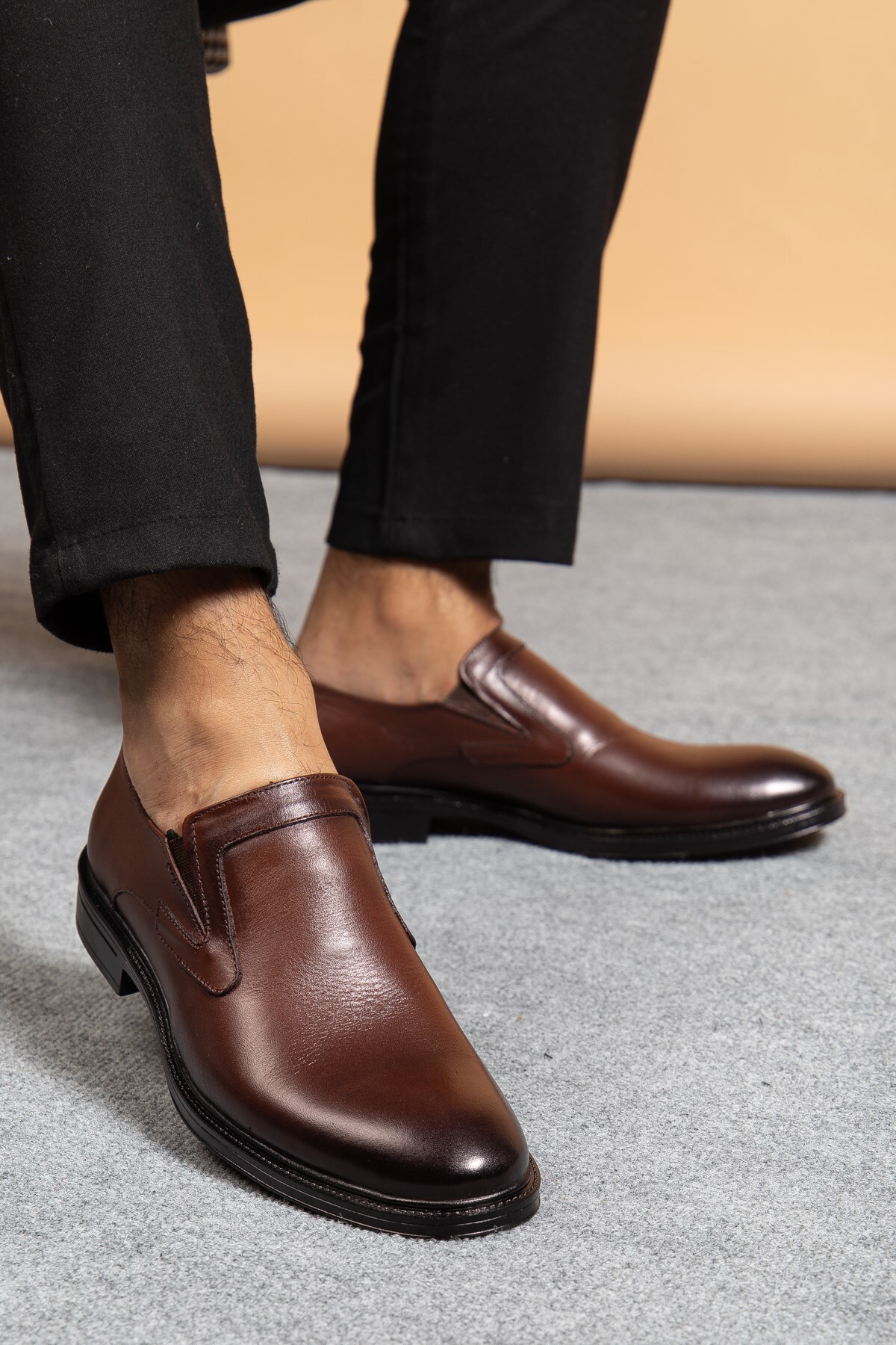 depderi  %100 Hakiki Deri, Bağcıksız, Tam Anotomik, Özel Tasarım,4 Mevsim, Kaymaz, İç Dış Deri Erkek Ayakkabı - Görsel 2