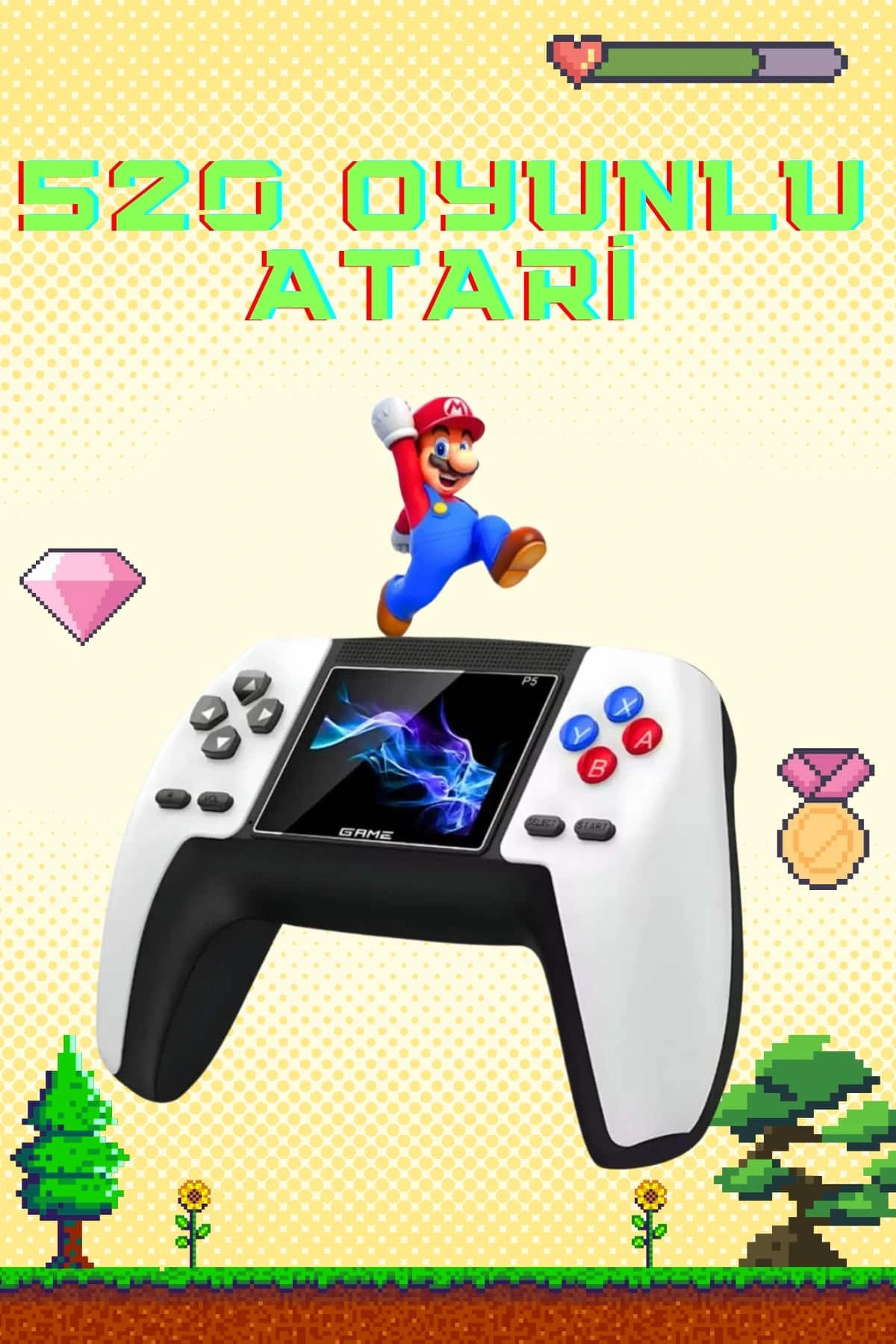 shopwave Retro Konsol P5 Uyumlu Taşınabilir 520 Oyunlu Kablosuz Game Stick