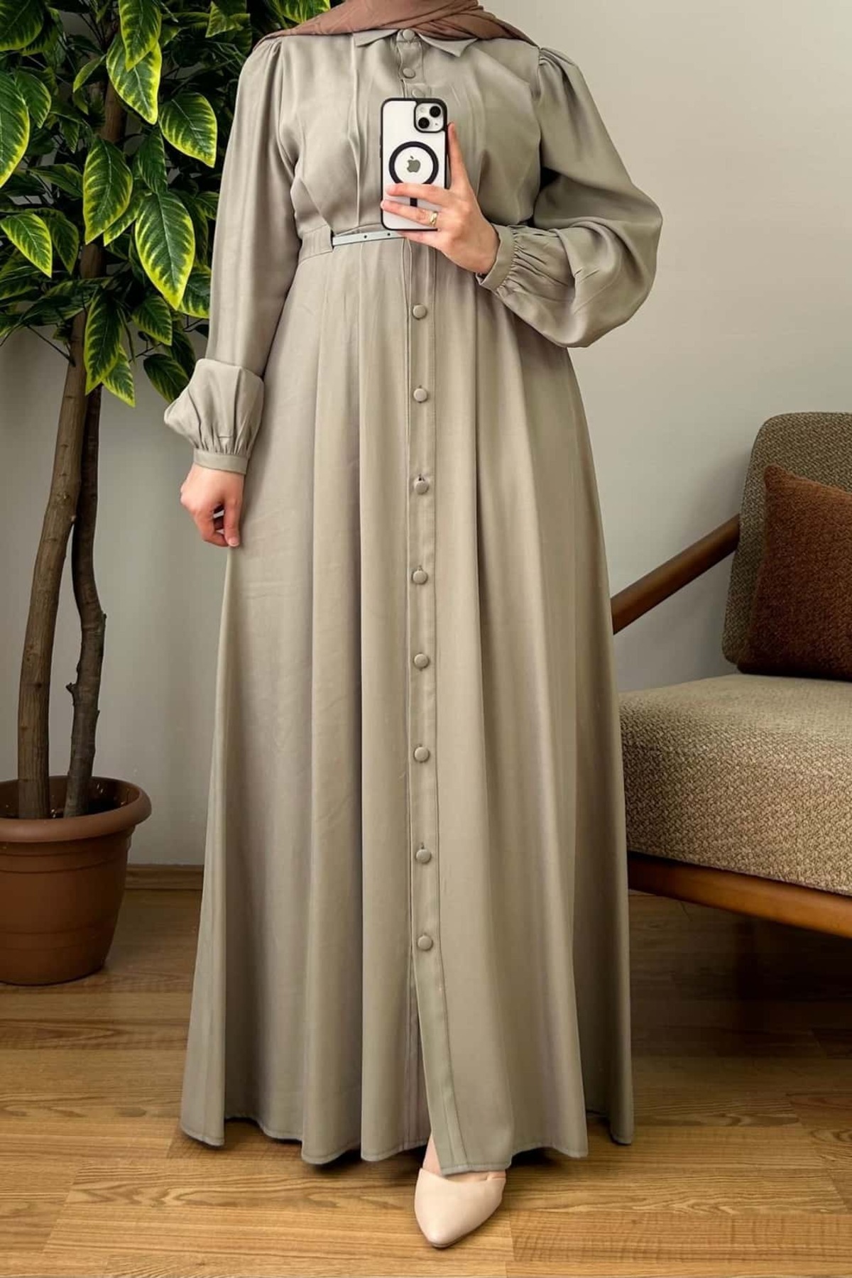 NeeŞ Moda Düğmeli Modal Elbise