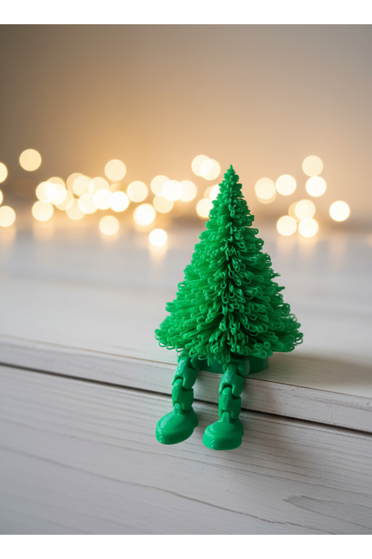 PL DİZAYN Sevimli Ayaklı Çam Ağacı Figürü Masa Kenarı Yılbaşı Dekoru 5 cm Yeşil