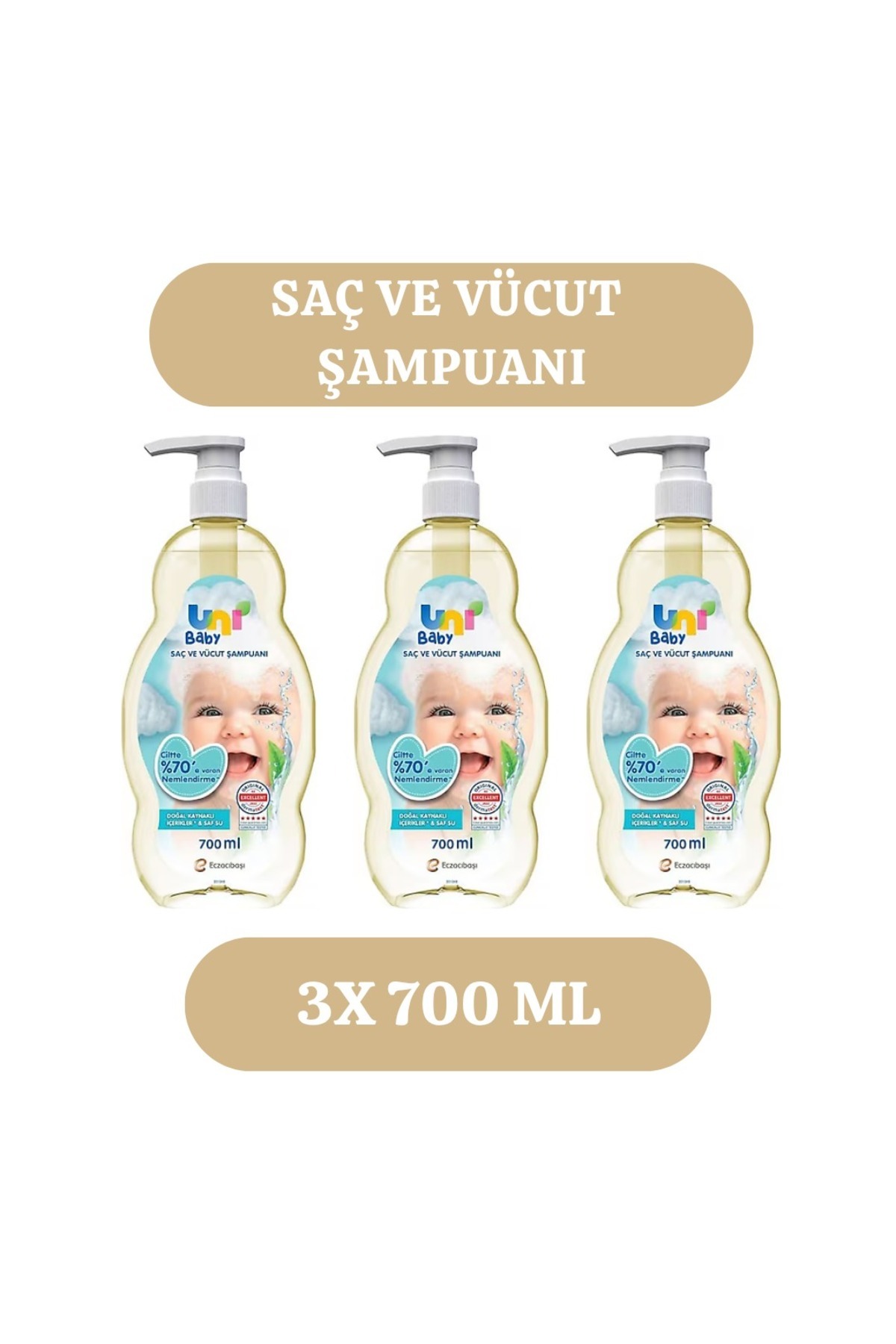 Uni Baby Bebek Saç ve Vücut Şampuanı 3X 700 ML