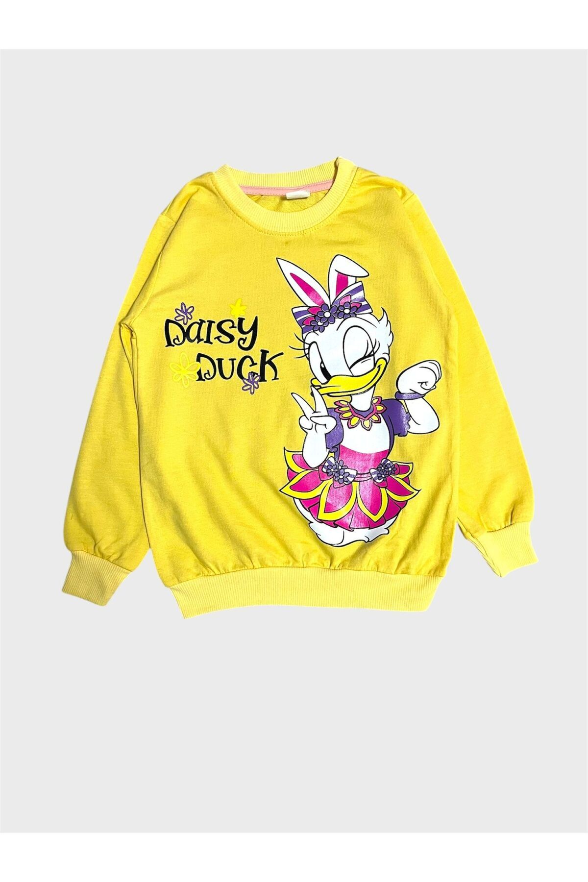 tusem butik homewear Kız Çocuk Pamuklu Sarı Sevimli Ördek Desenli Uzun Kollu Mevsimlik Pijama Takımı fotoğrafı 4 (önizleme)