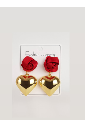 Özguş Kırmızı kalp küpe