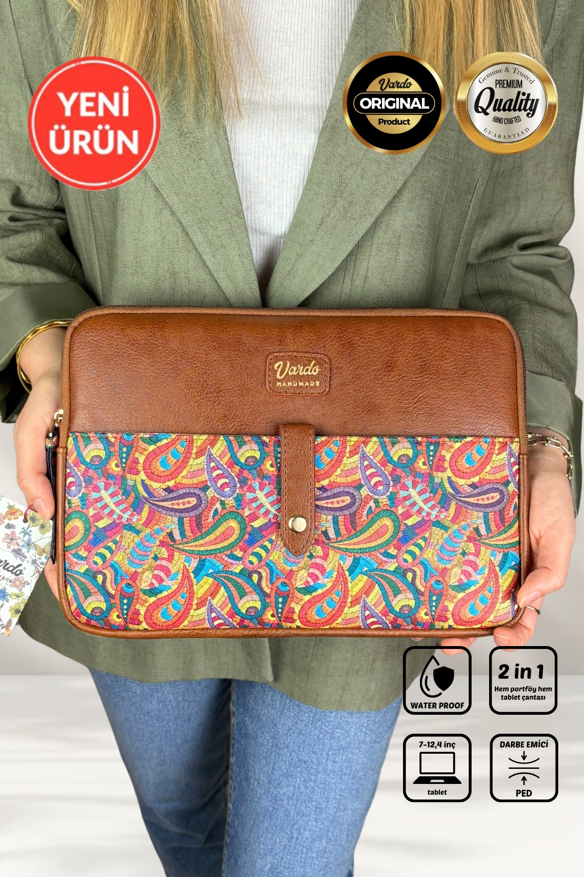 Vardo Esmee 10'' 11'' 12'' inç Apple iPad/Samsung Galaxy/Matepad/Huawei Tablet Kılıfı & Clutch Çanta