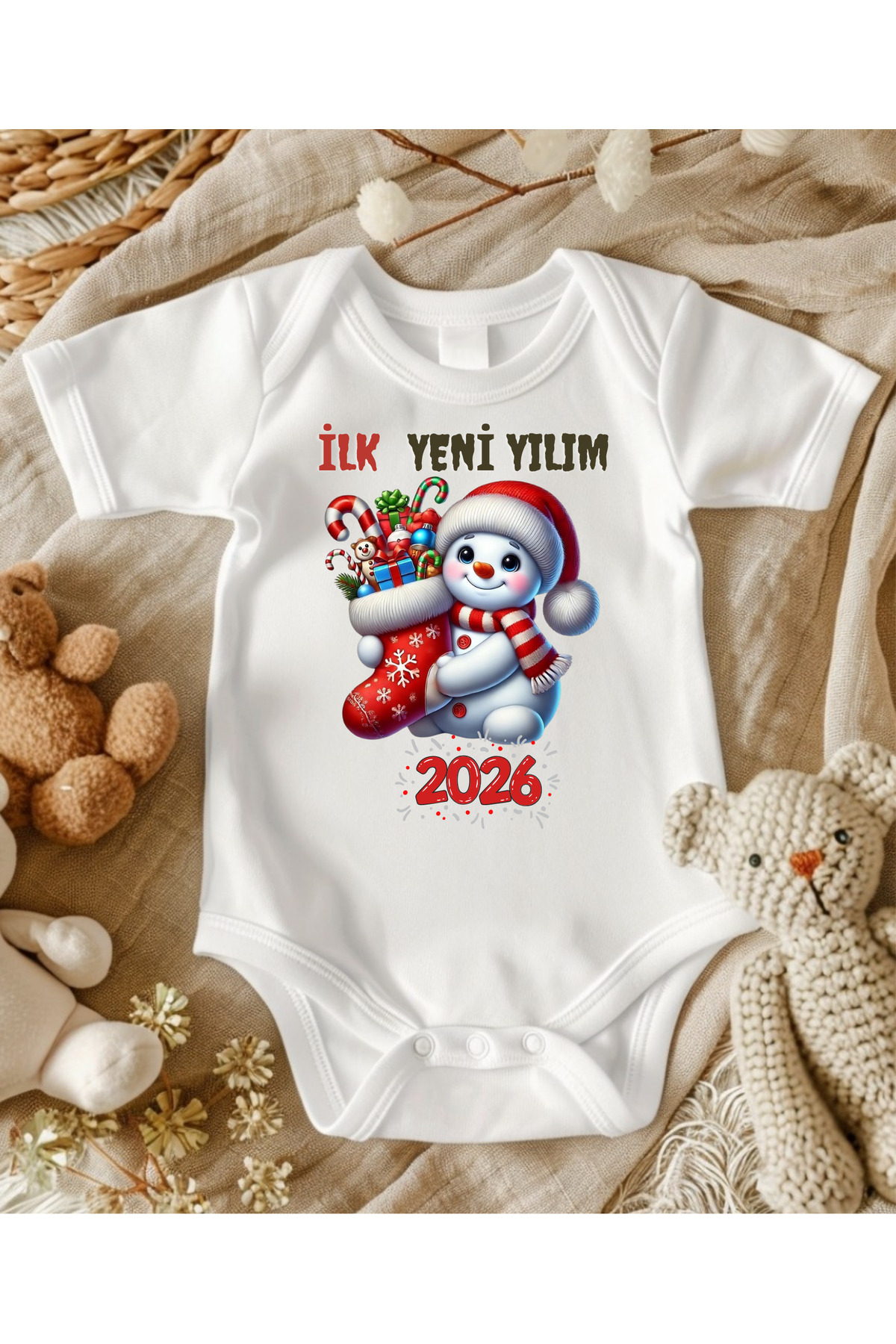 NEW YEAR CHRISTMAS THEMED BABY BODYSUIT NEW YEAR BABY GIFT