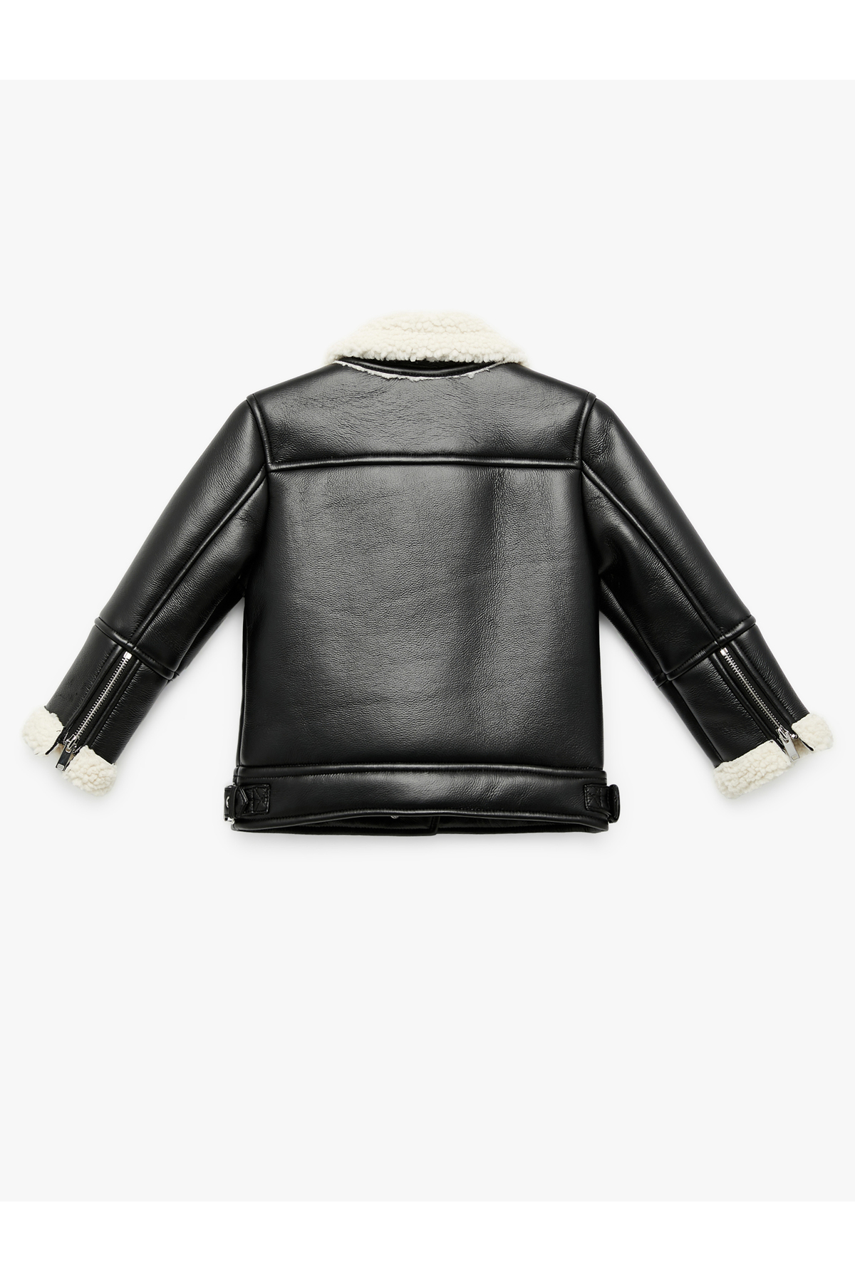 Koton Uzun Kollu Kruvaze Yaka Suni Deri Biker Ceket fotoğrafı 2 (önizleme)