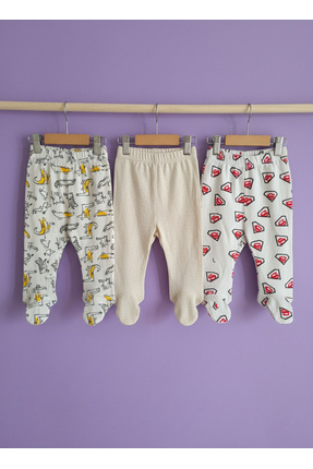 Jasminya 3 Lü Erkek Bebek 0-3 Ay Patikli Pijama Altı (3 Lü Avantaj Paket)
