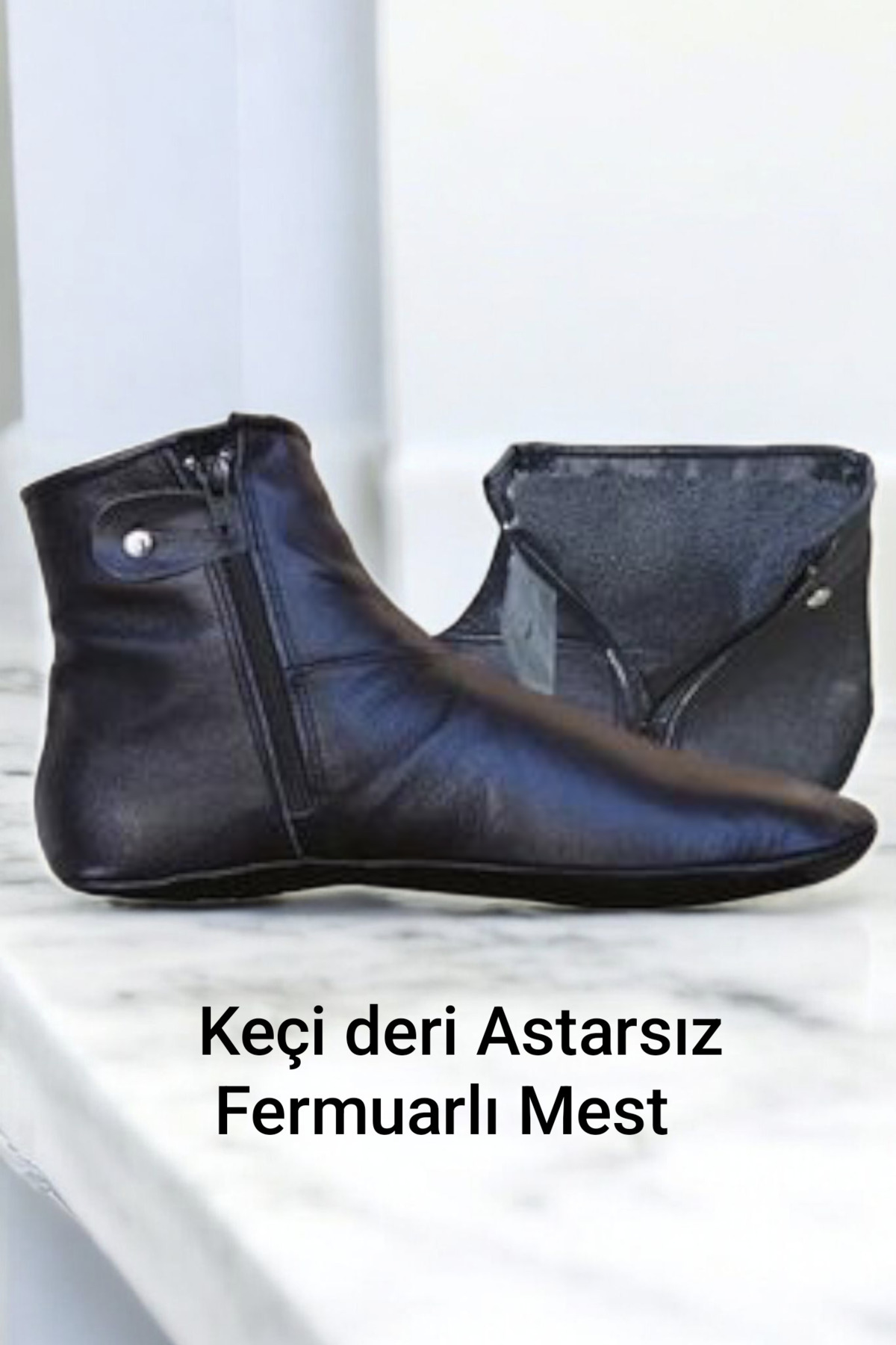 Nihomall20 Keçi Deri Astarsız Fermuarlı Mest