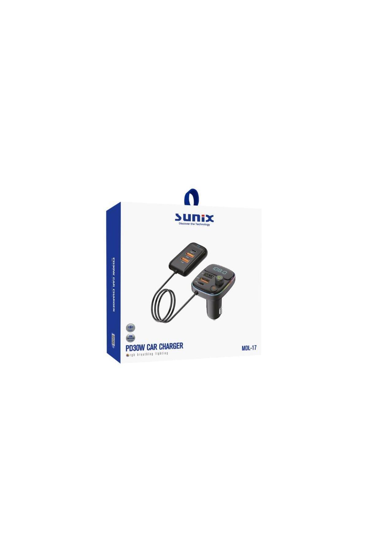 ♡MRD♡。 Sunix PD 30W Şarj ve RGB Led Işıklı Araç Modülatörü MDL-17