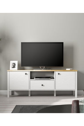 Sakura Ahşap Hunerika Malva 2 Kapaklı1 Çekmeceli tv ünitesi-Wood Beyaz-Minifi...