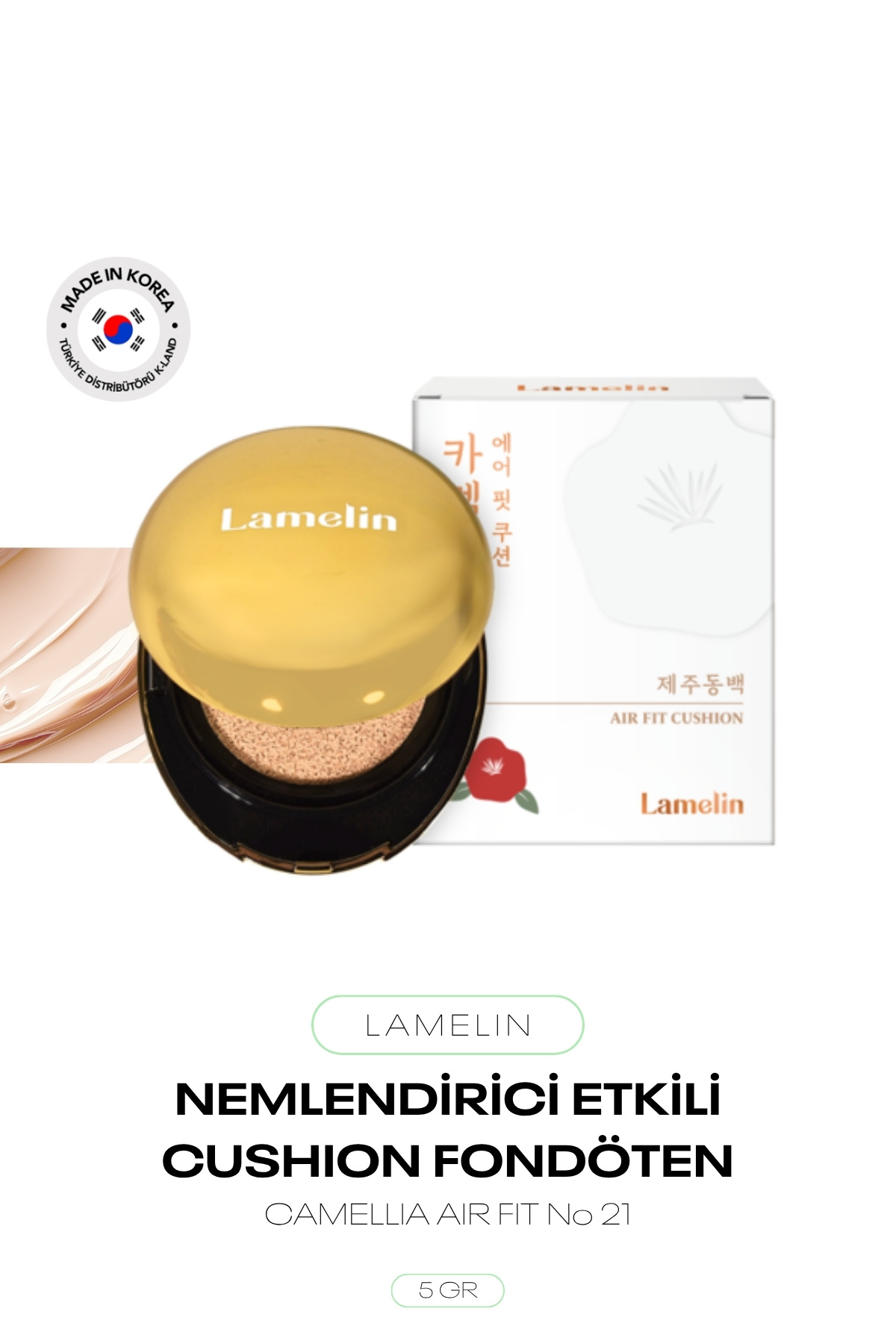 Lamelin Nemlendirici Etkili Cushion Fondöten Camellia Air Fit
