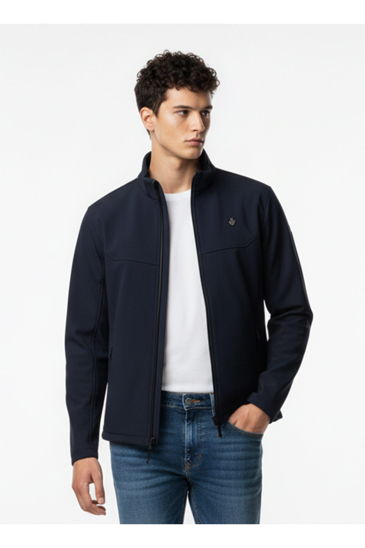Erkek Softshell Içi Polarlı Su Ve Rüzgara Dayanıklı Spor Mont — سرمه‌ای V0-ERKJEL-SOFT-101 — تصویر 2 از 6