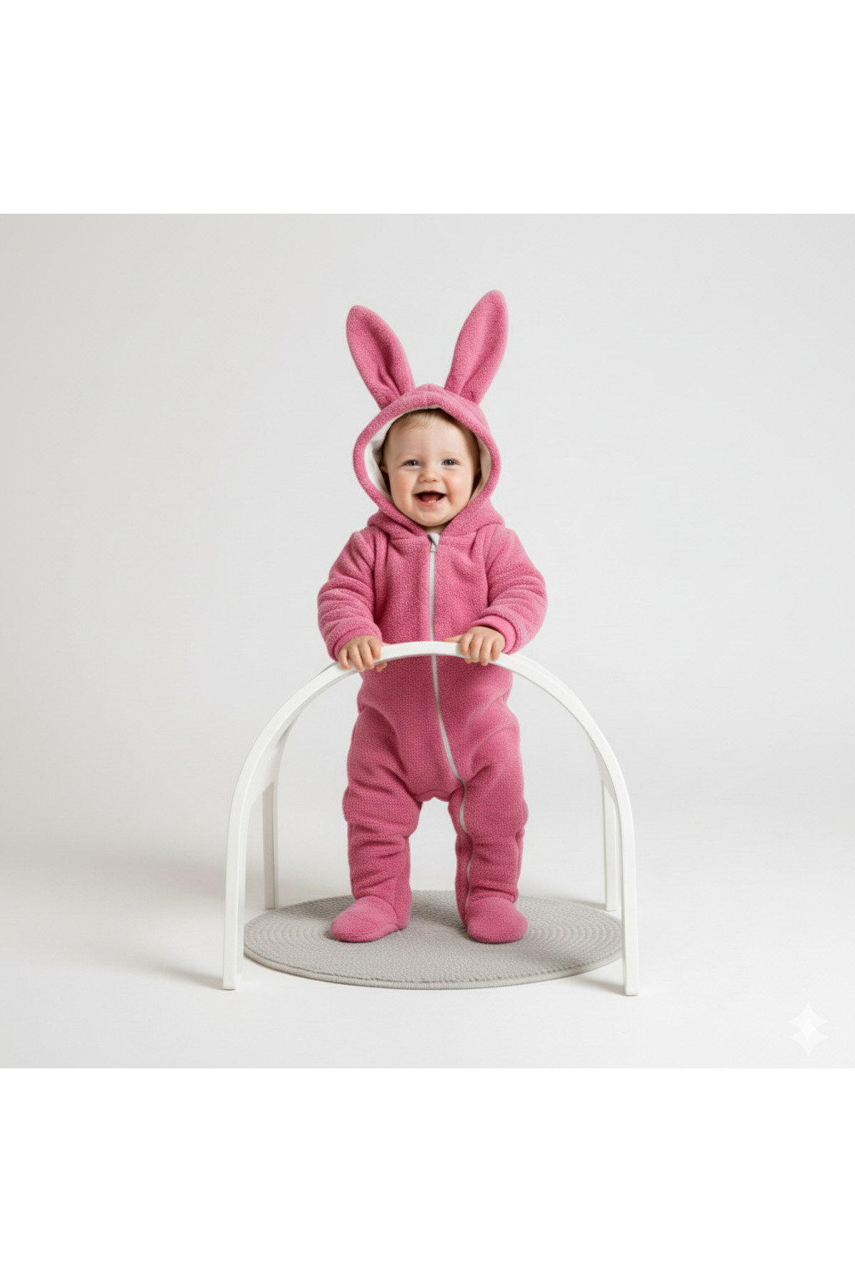 Minelora Kids | Sevimli Tavşan Kulaklı Erkek Bebek Tulumu | Peluş Kışlık Kapüşonlu Tulum | 0-9 Ay fotoğrafı 2 (önizleme)