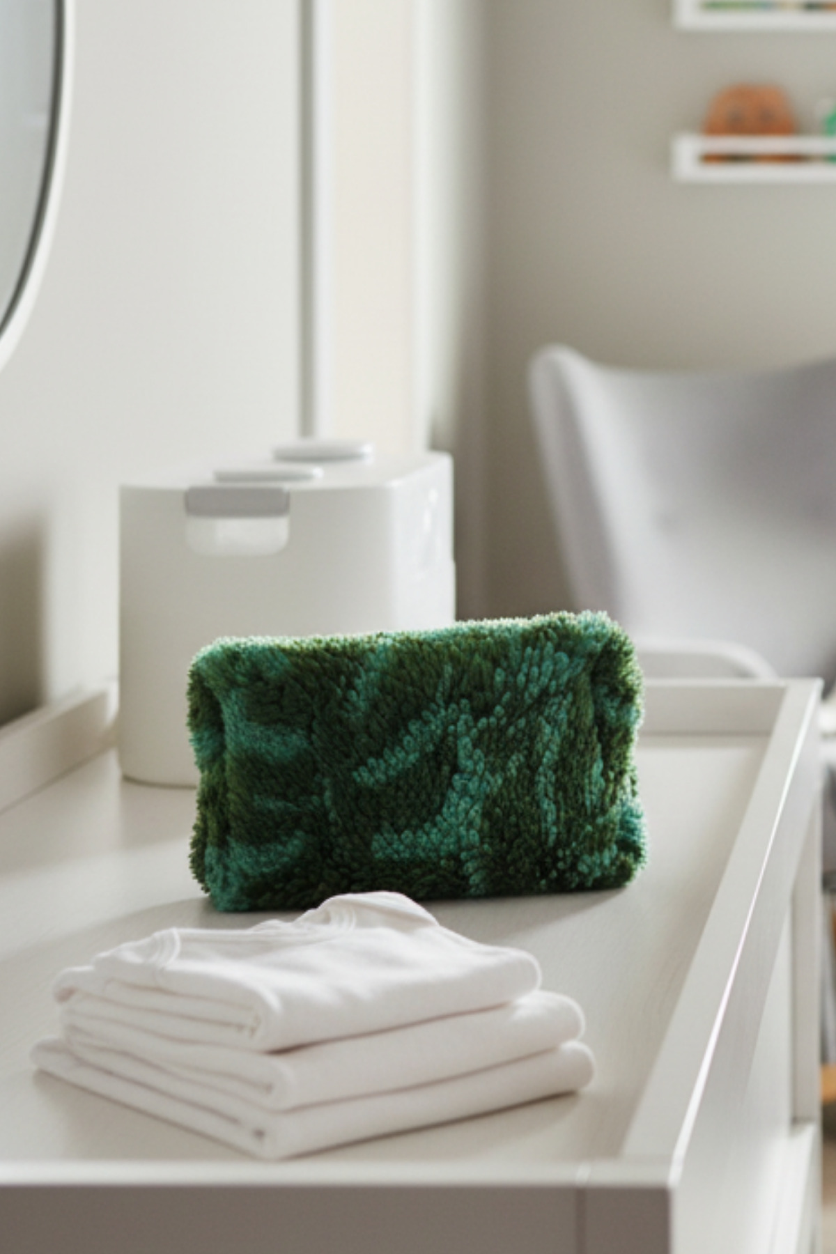 Mama Yoyo Baby&Kids Yeşil yaprak peluş bebek bakım çantası geniş hacimli çok amaçlı çanta