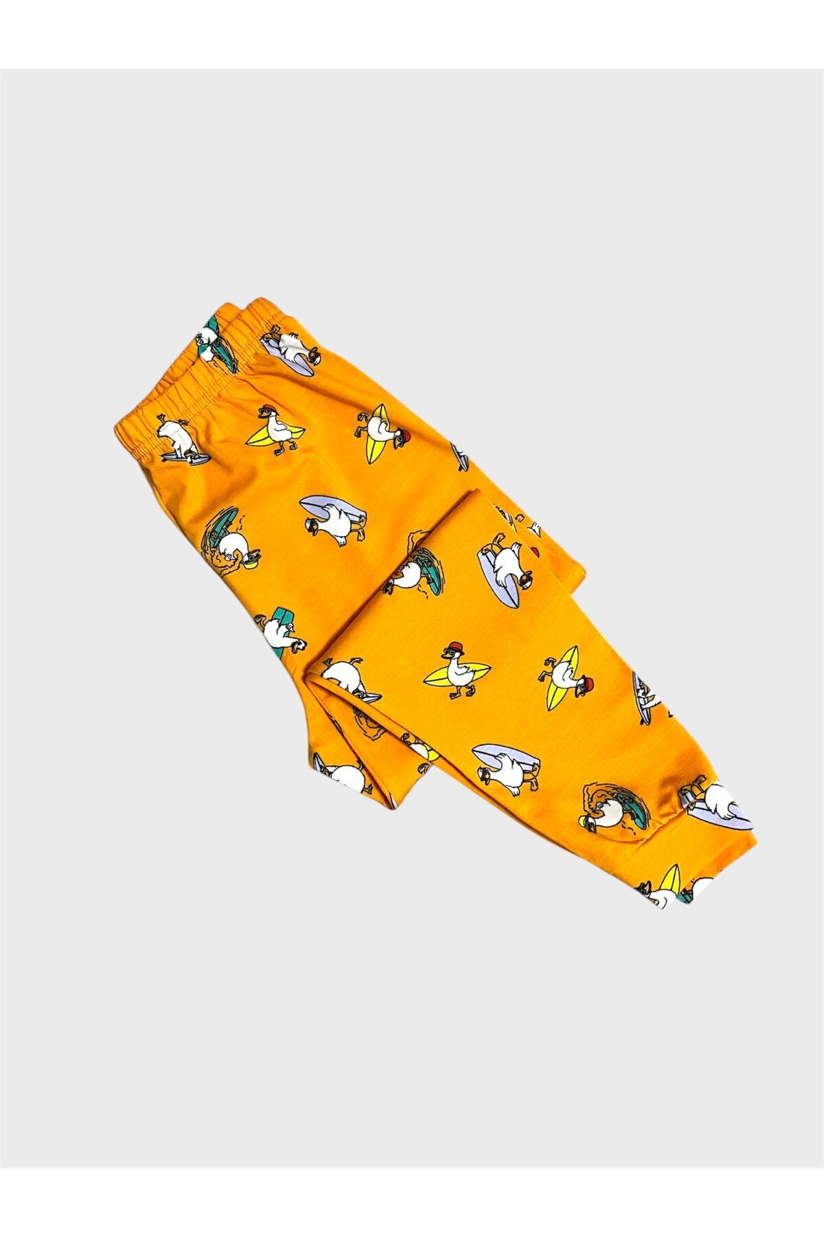 elmas kids Erkek Çocuk Pamuklu Turuncu Ördek Kaykay Desenli Mevsimlik Uzun Kollu Pijama Takımı fotoğrafı 5 (önizleme)