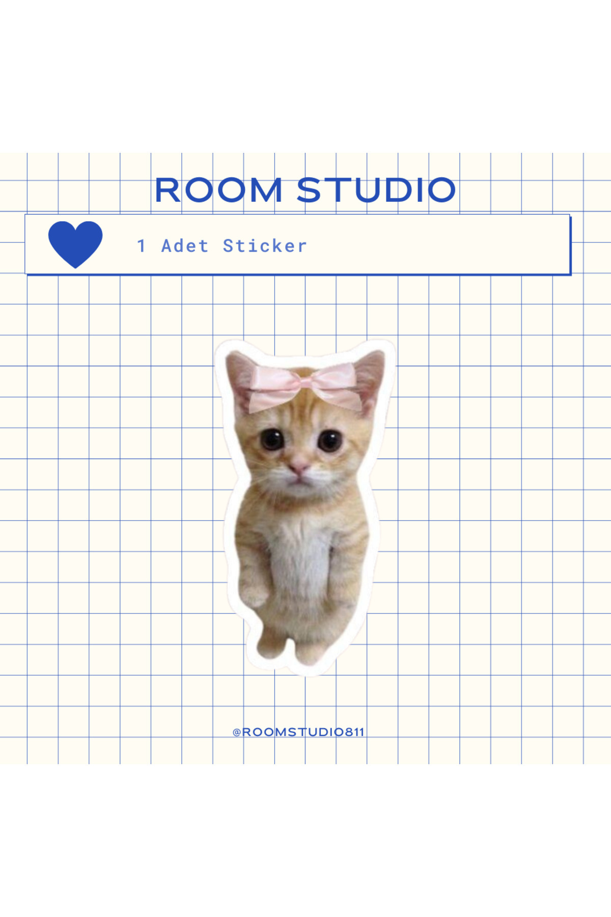 Room Studio Kurdeleli Kedi Tekli Sticker