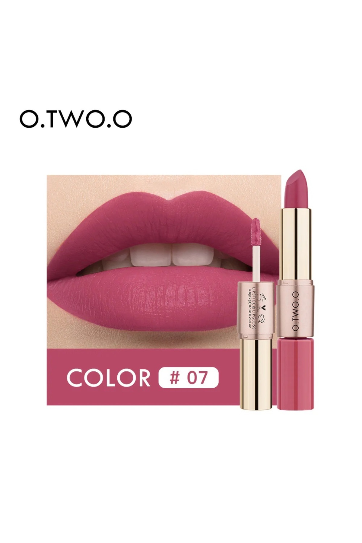 O.TWO.O Cosmetics 2-in-1 Matte Liquid Lipstick- High Pigmented Long Lasting Lipstick (Color #7)