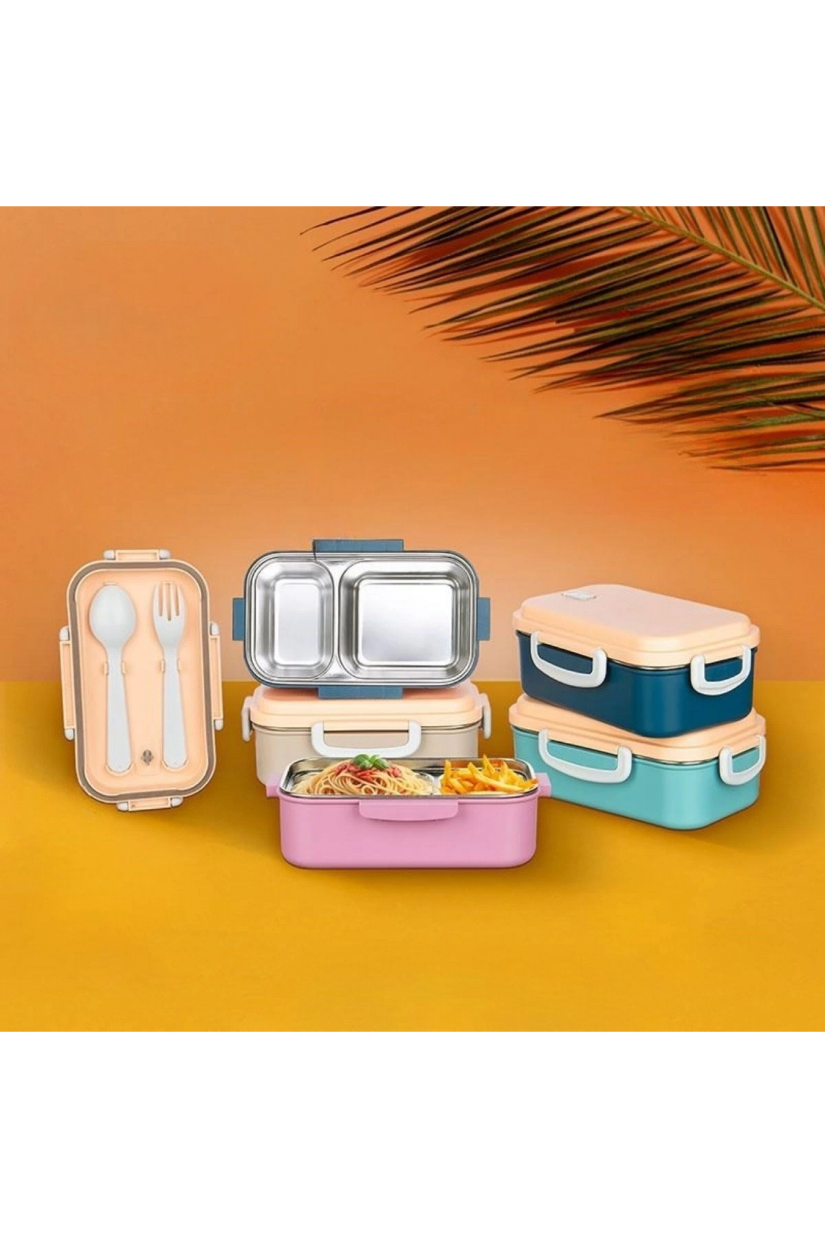 Titiz Plastik Titiz Aura Lunch Box Çelik Yemek Kabı İki Bölmeli