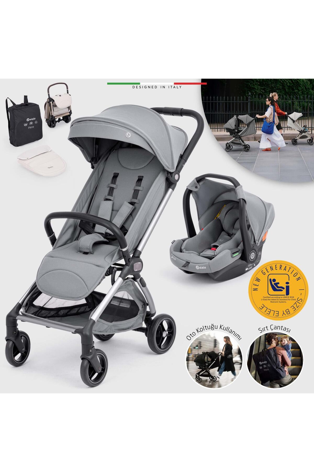 Elele Pilota Premium Kabin Tipi Travel Sistem Bebek Arabası Gri