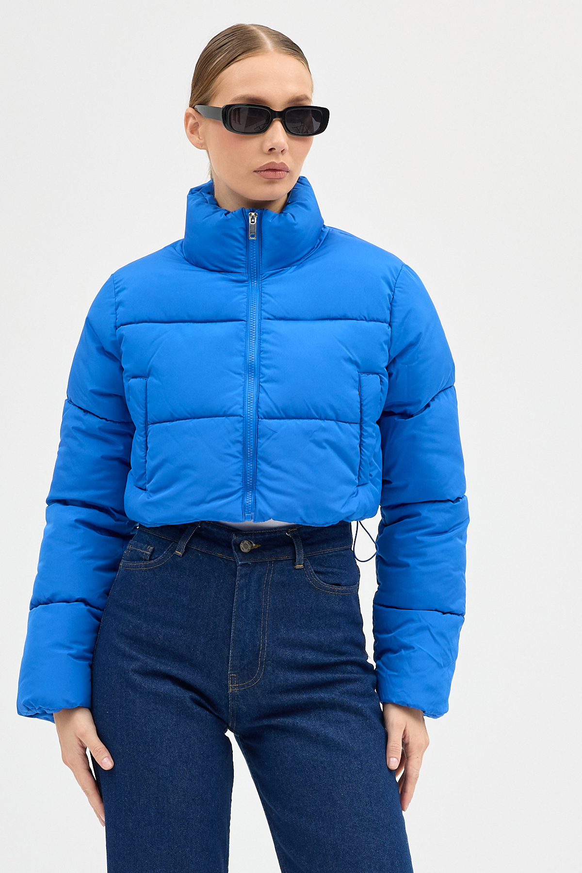 ABOUT US BELİ LASTİKLİ DİK YAKA REGULAR KALIP DOLUMLU CROP MONT #0030 görsel 7