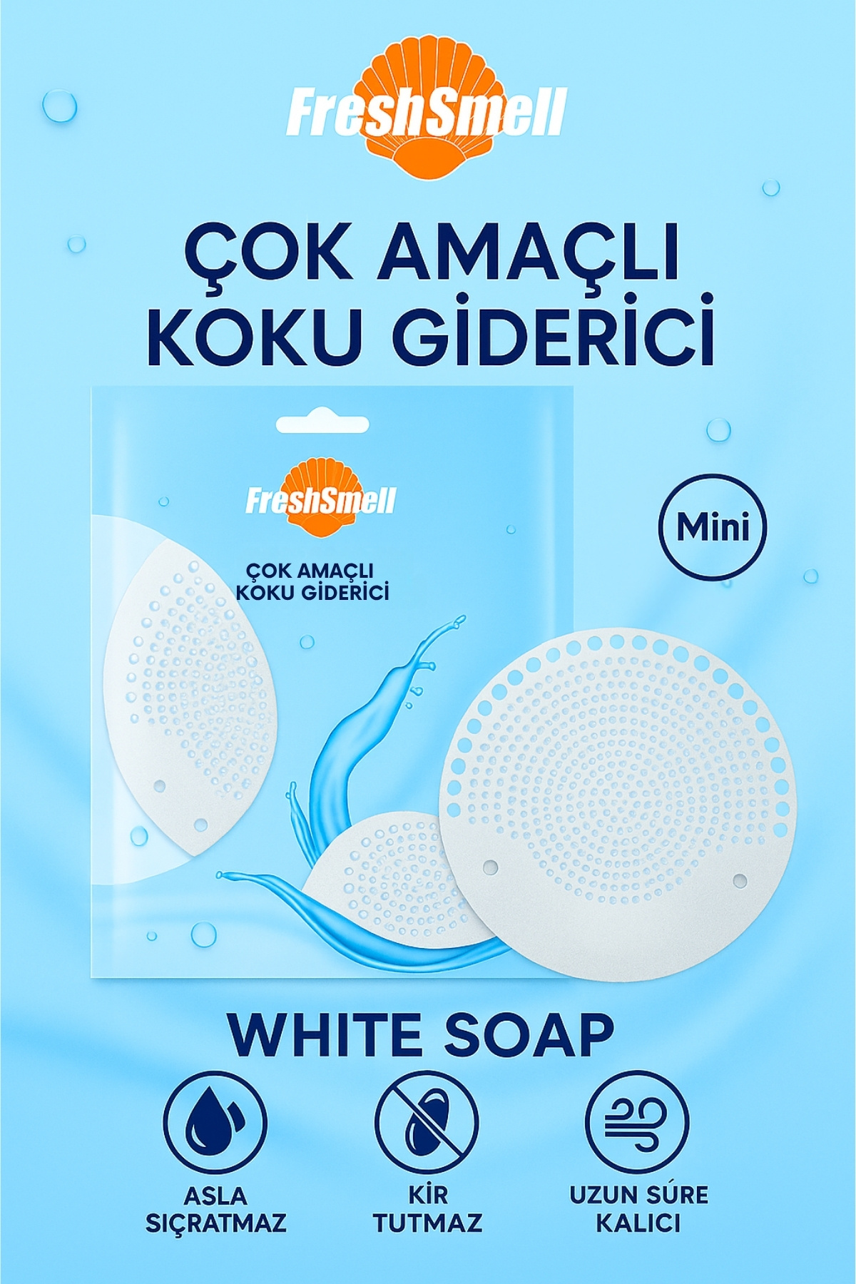 FreshSmell Beyaz Sabun Çok Amaçlı Koku Giderici Mini – 30 Gün Kalıcı, Asla Sıçratmaz, Kir Tutmaz