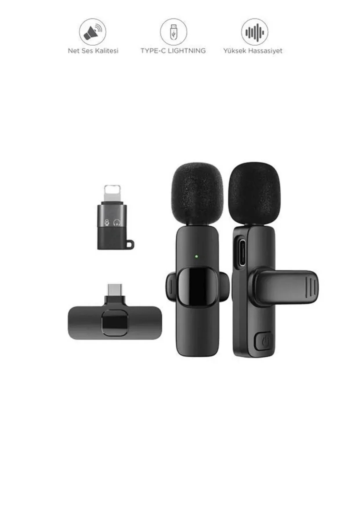 Zen Store Profesyonel 2 Lİ Kablosuz Yaka Mikrofonu 2in1 Mikrofon Type-C/Lightning (Şarjlı)