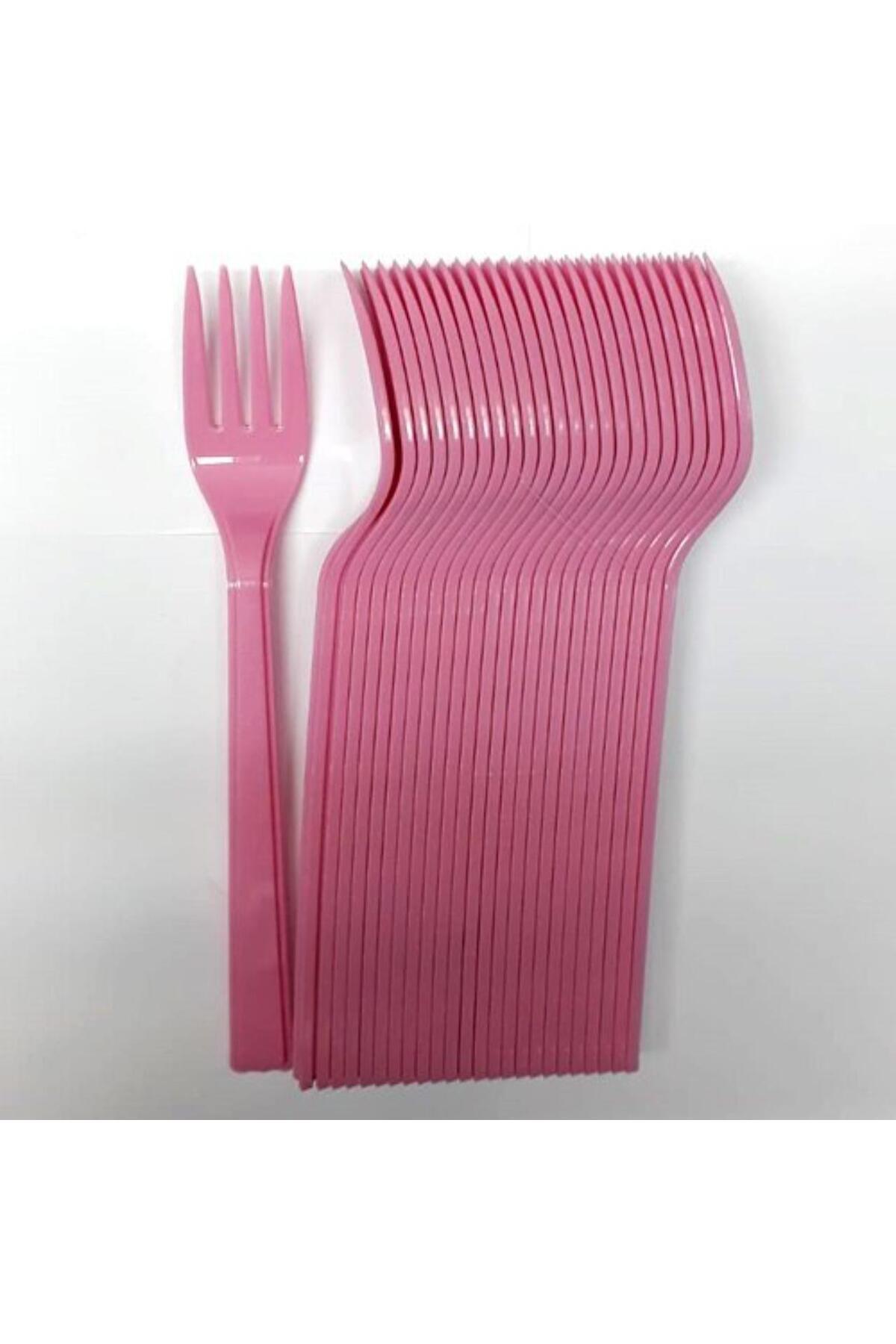 İSTOÇ PARTİ Pembe Renk Plastik Çatal