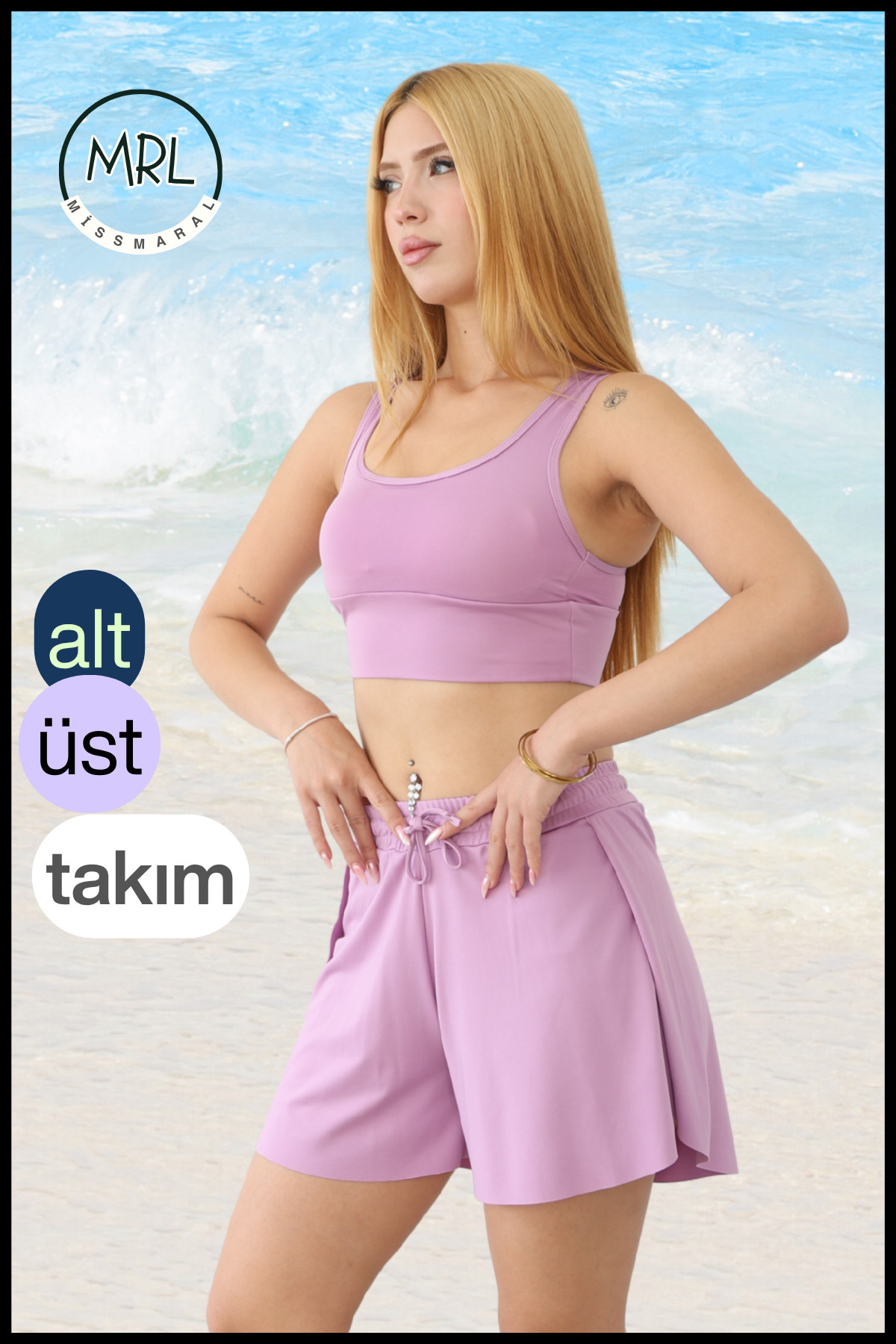 Women's Shorts Swimwear Sports Suit Lilac – 2 Layers, Suitable for Pool & Seaside Use