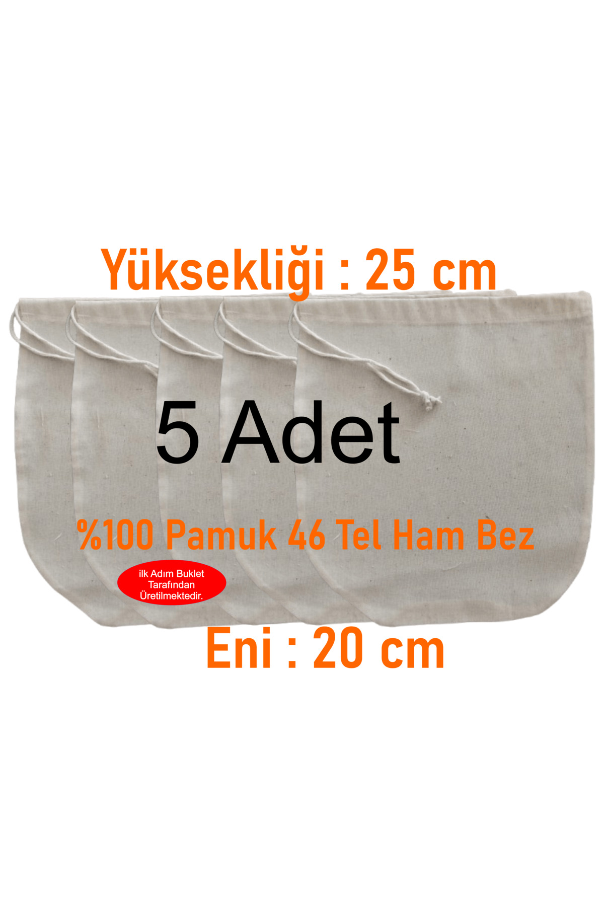 ilkadimbuklet 5 Adet 20 x 25 cm Organik Pamuk Süzme Kesesi , Süt Bezi Çok Amaçlı Süzme Kesesi Süt fotoğrafı 2 (önizleme)
