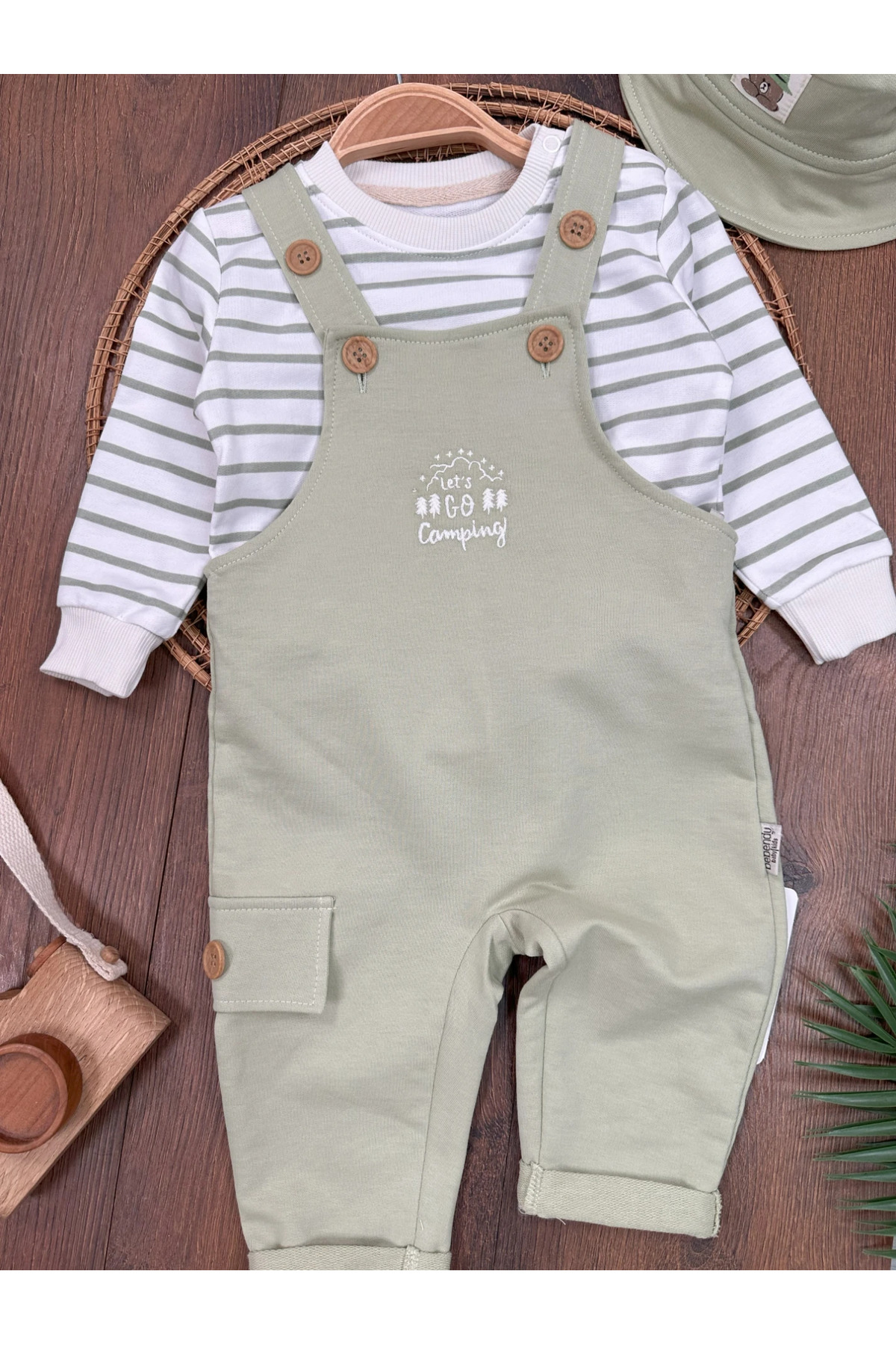 طقم سالوبيت للأطفال الأولاد مع قبعة سفاري وشريط مط...