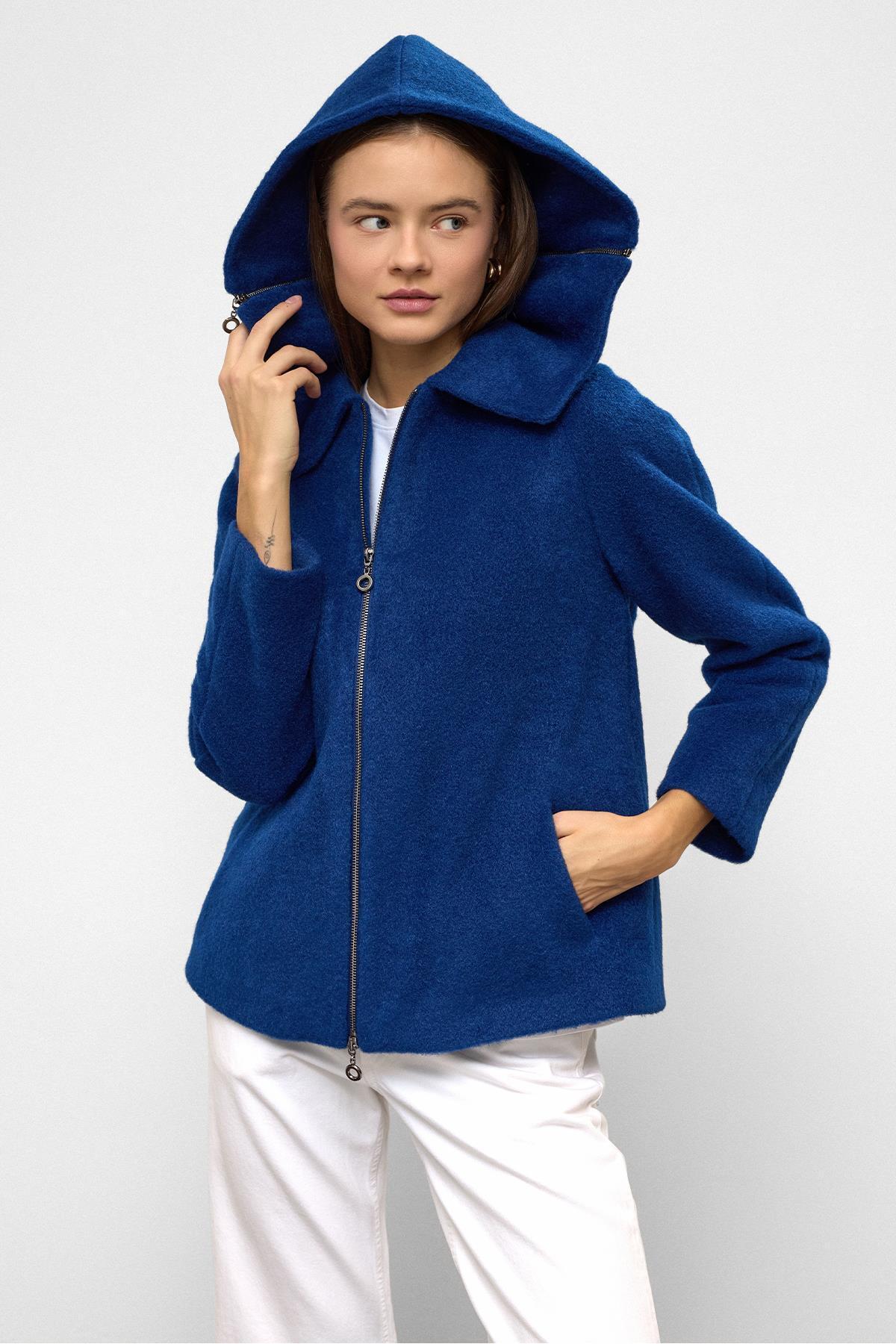 Olcay  Çıkabilir Kapüşonlu Fermuar Detaylı Oversize Kaban SAKS 3128 - Görsel 2