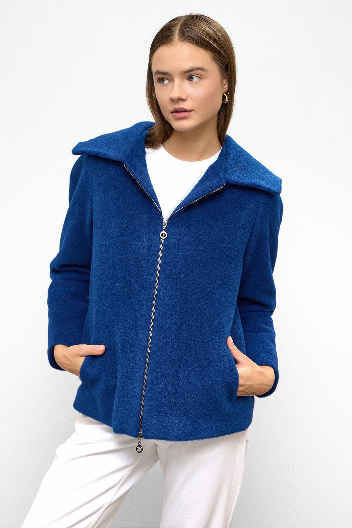 Olcay  Çıkabilir Kapüşonlu Fermuar Detaylı Oversize Kaban SAKS 3128 - Görsel 3