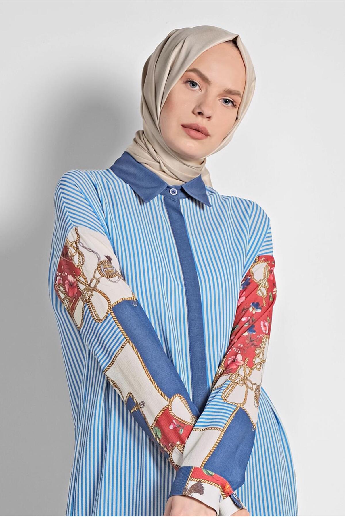 آلوینا تونیک طرحدار راهراه و گلدار ۴۱۱۳ آلوینا تونیک طرحدار راهراه و گلدار ۴۱۱۳