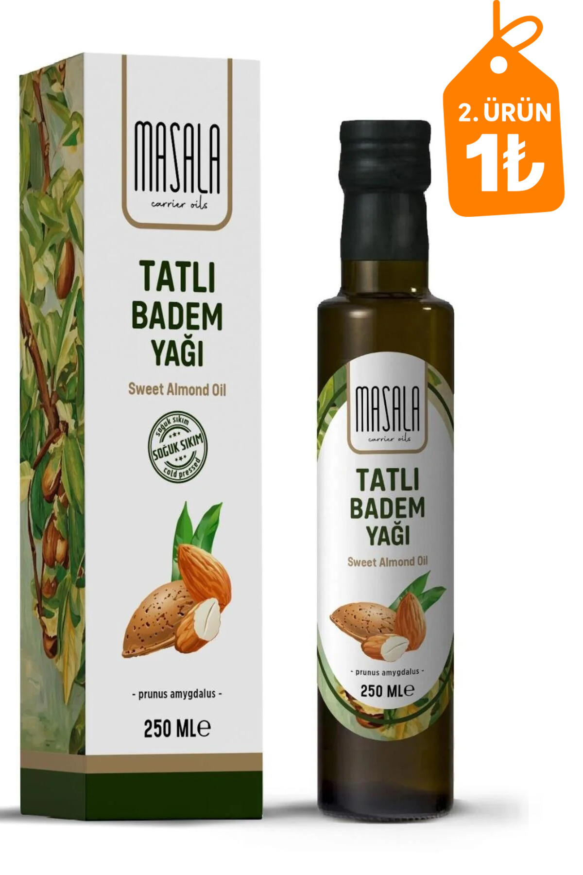 Masala Soğuk Pres Tatlı Badem Yağı 250 ml – Saf ve Katkısız (Sweet Almond Oil)