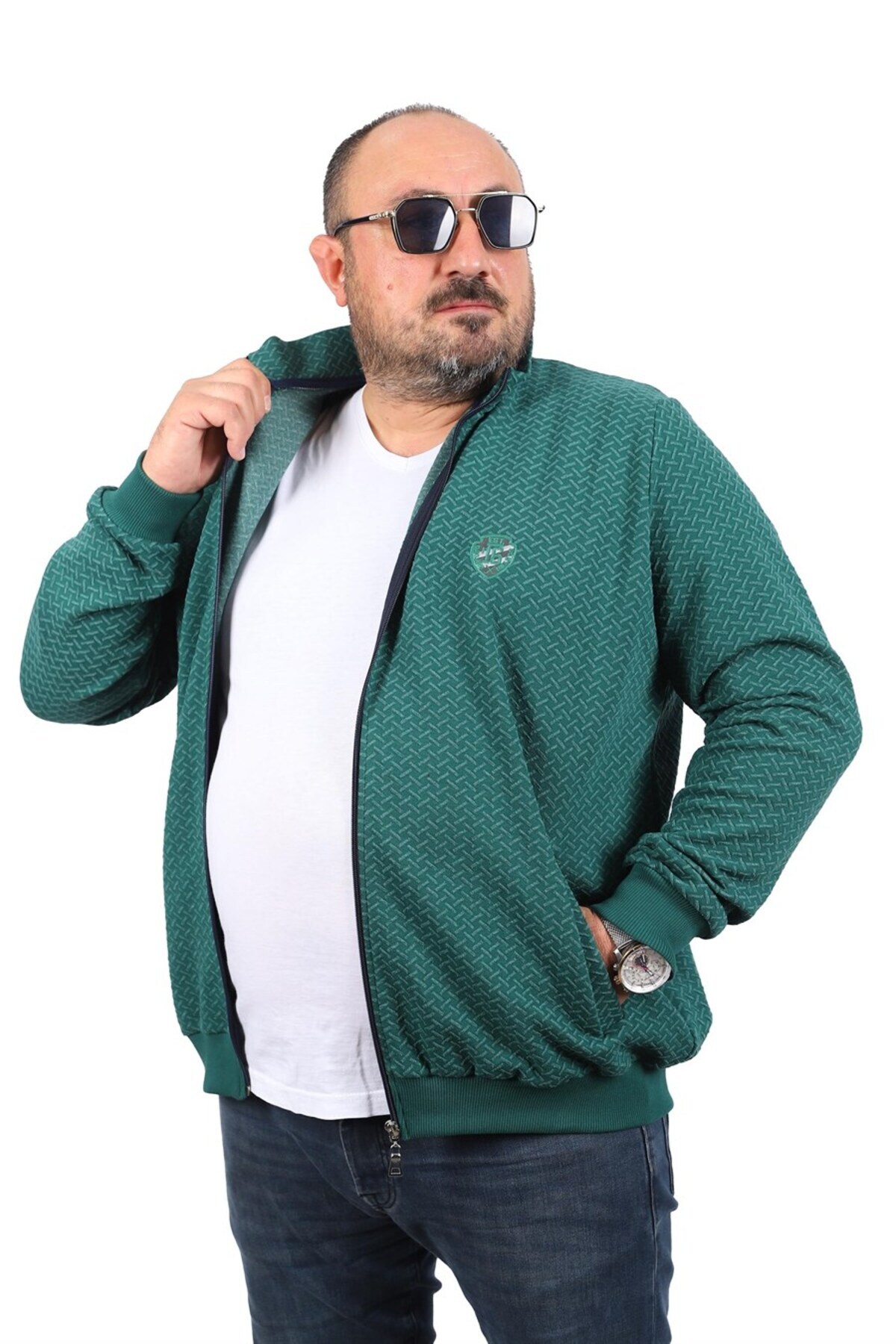 MocGrande Büyük Beden Fermuarlı Hırka Impact 22716 NEFTI