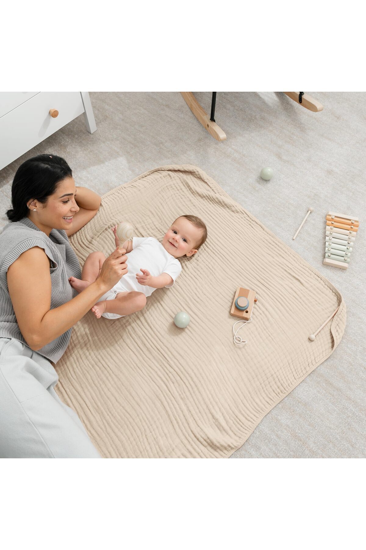 Genel Markalar Çok Amaçlı 4katlı %100 Pamuk Müslin Bebek Örtü Ve Battaniye Emzirme,kundak,puset Örtüsü 100x100 Cm fotoğrafı 4 (önizleme)